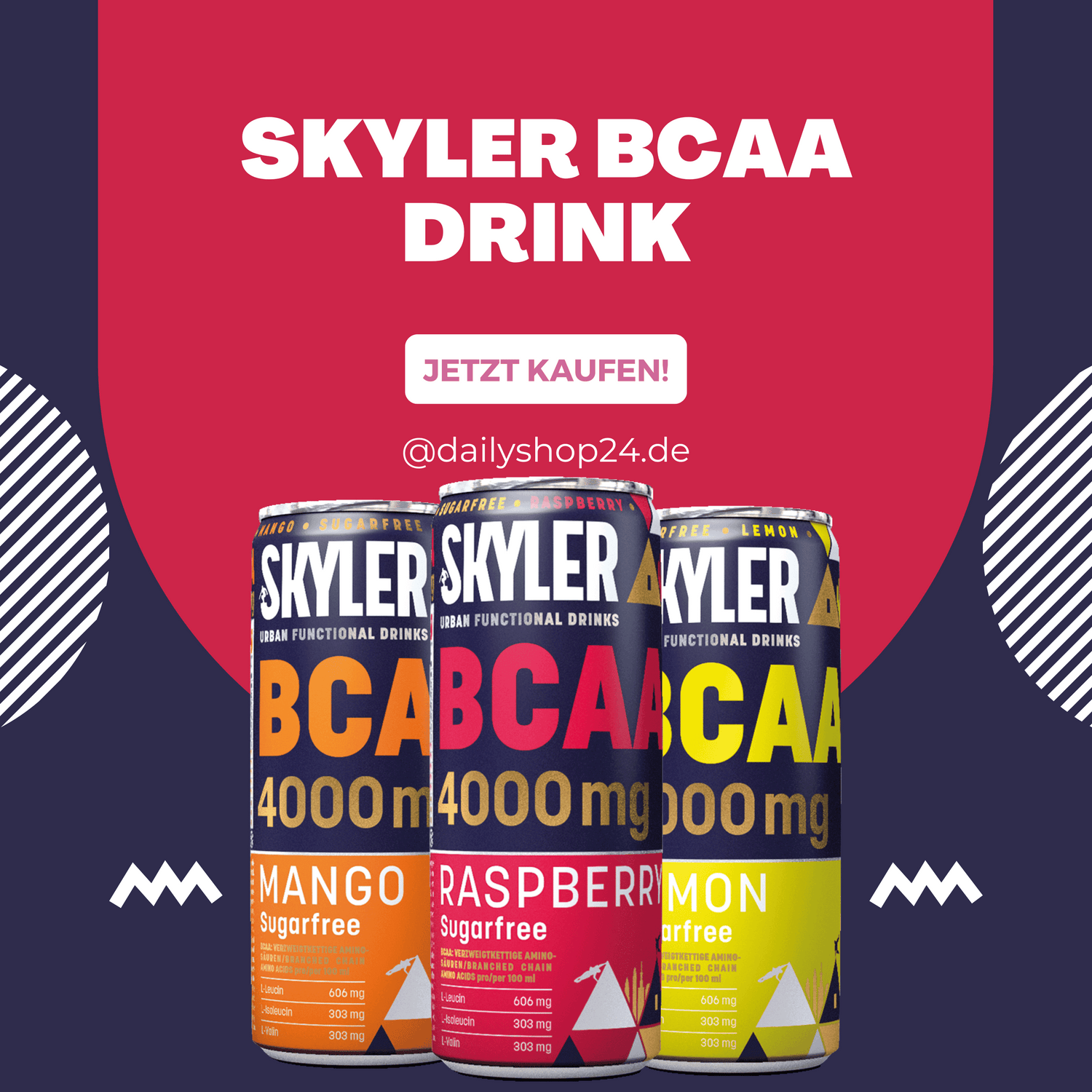 Skyler BCAA Drink Getränk in drei Dosen mit erhöhtem Anteil Aminosäuren jetzt kaufen