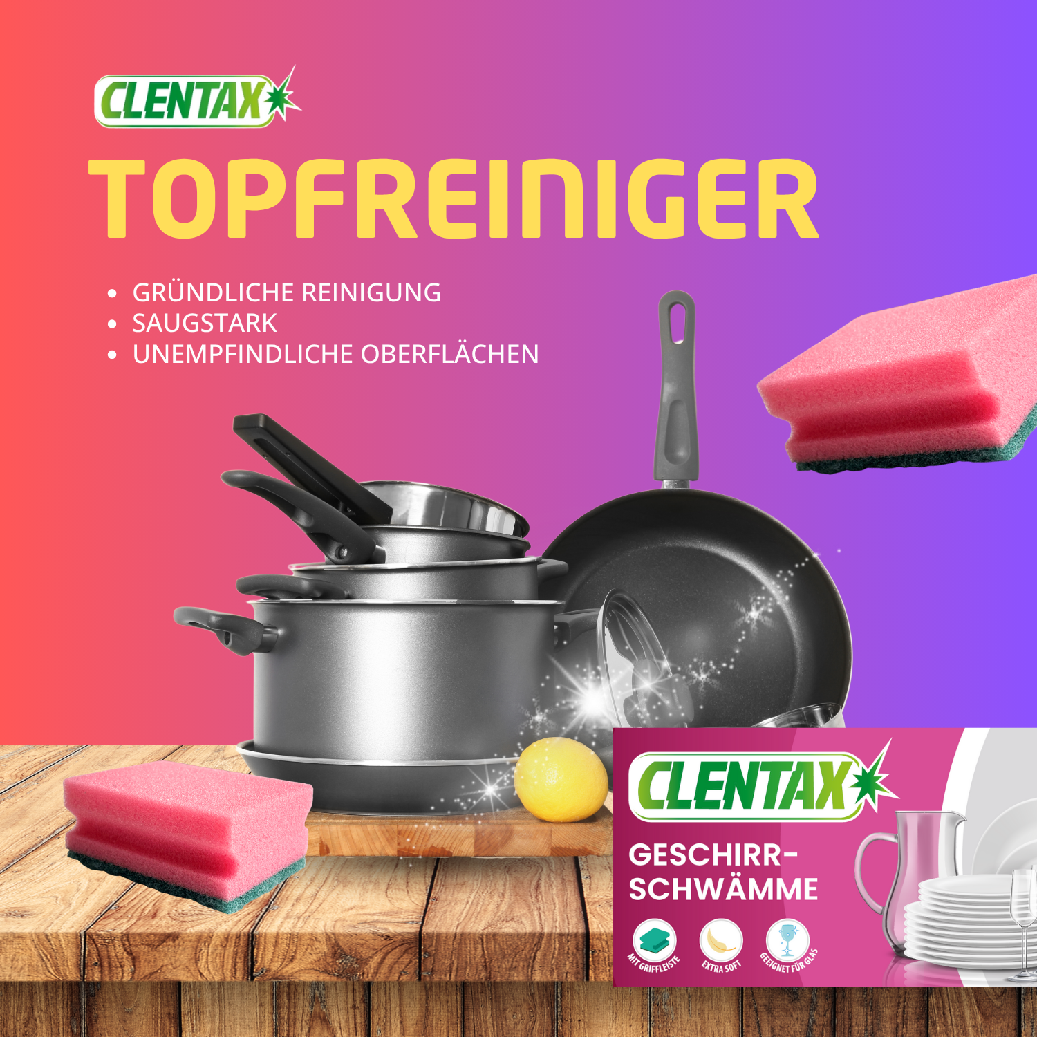 CLENTAX Geschirrschwämme 6 St