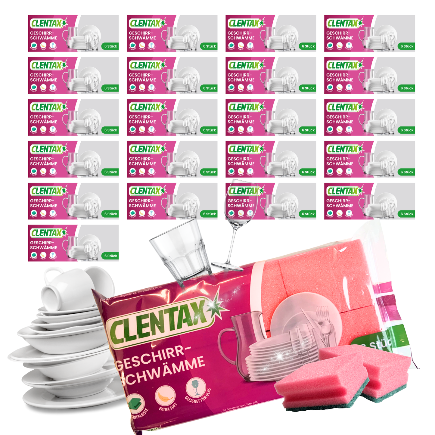 CLENTAX Geschirrschwämme 6er PK - 22er VPE