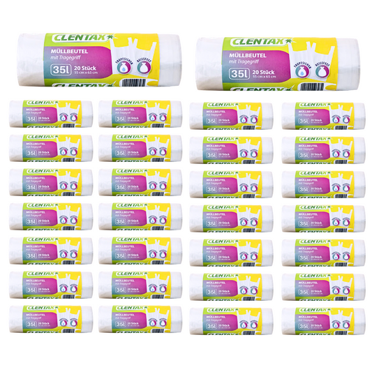 CLENTAX Müllbeutel 35L mit Tragegriff 40 x 20 St / insg. 800 St / Reissfest