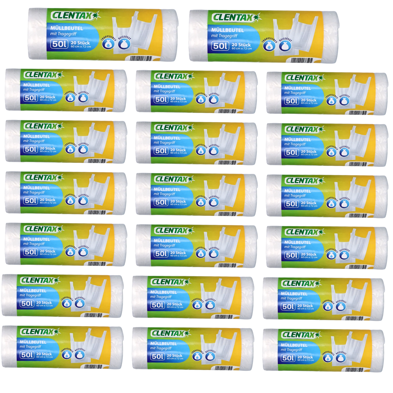 CLENTAX Müllbeutel 50L mit Tragegriff 30 x 20 St