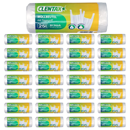 CLENTAX Müllbeutel 25L mit Tragegriff 30 x 30 St