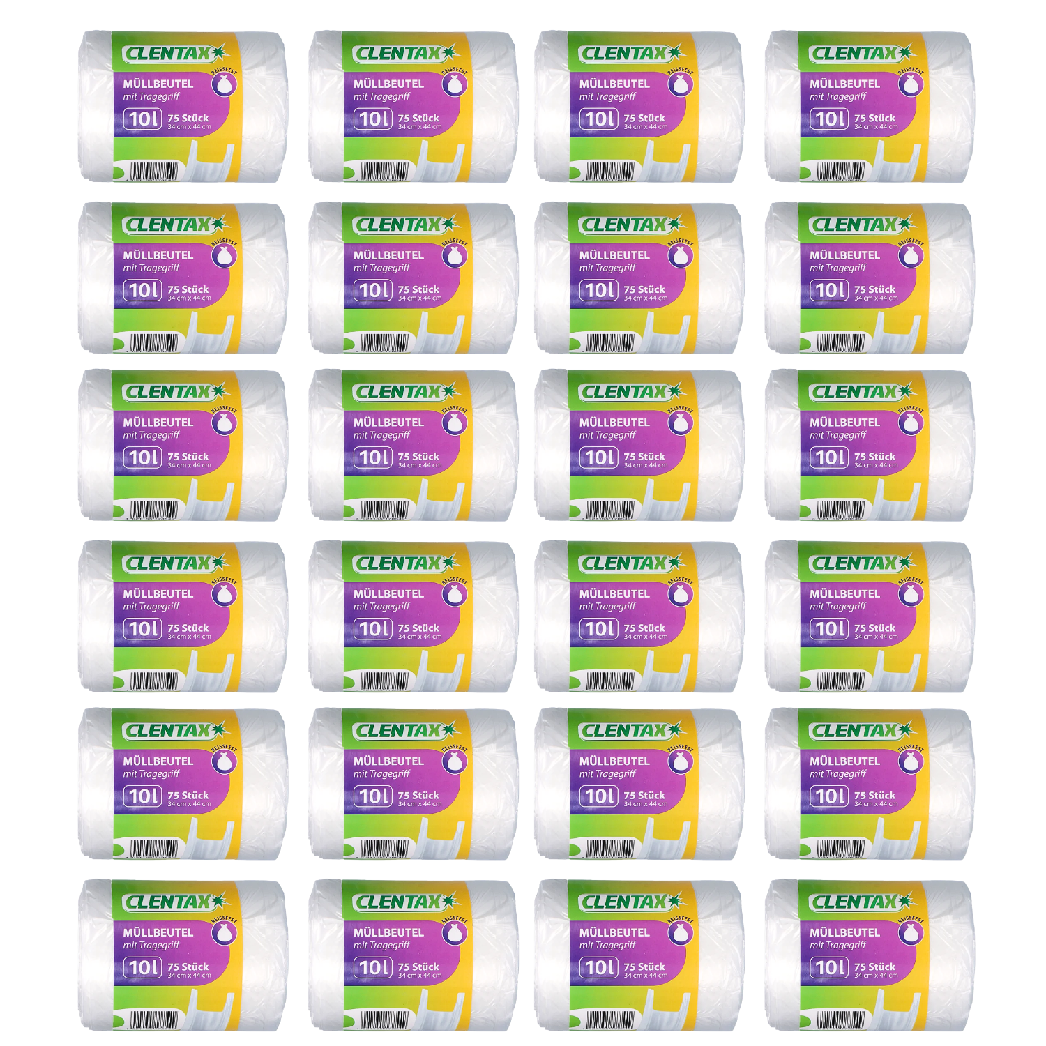 CLENTAX Müllbeutel 10L mit Tragegriff 24 x 75 St