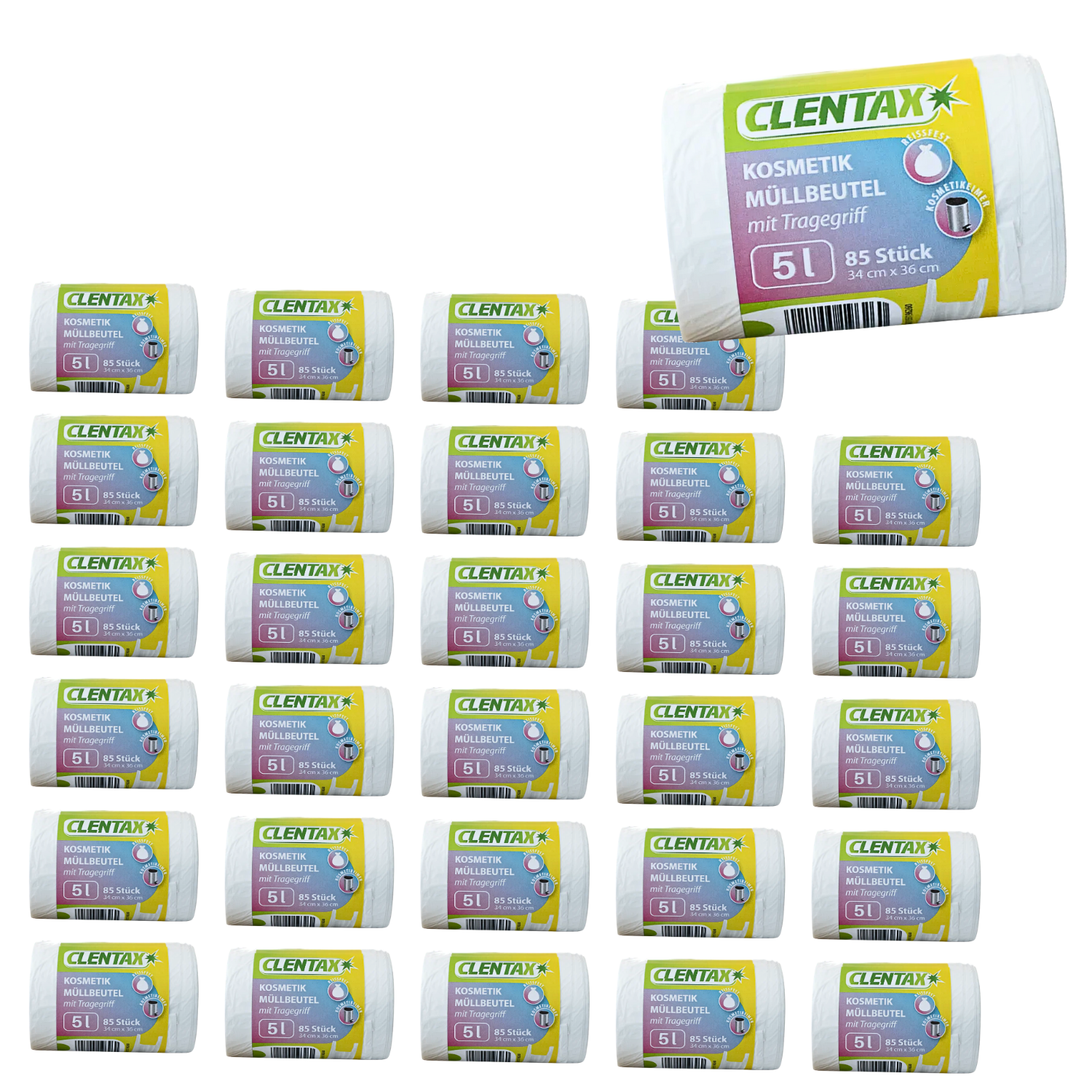CLENTAX Müllbeutel 5L mit Tragegriff 30 x 85 St (insg. 2550 St)