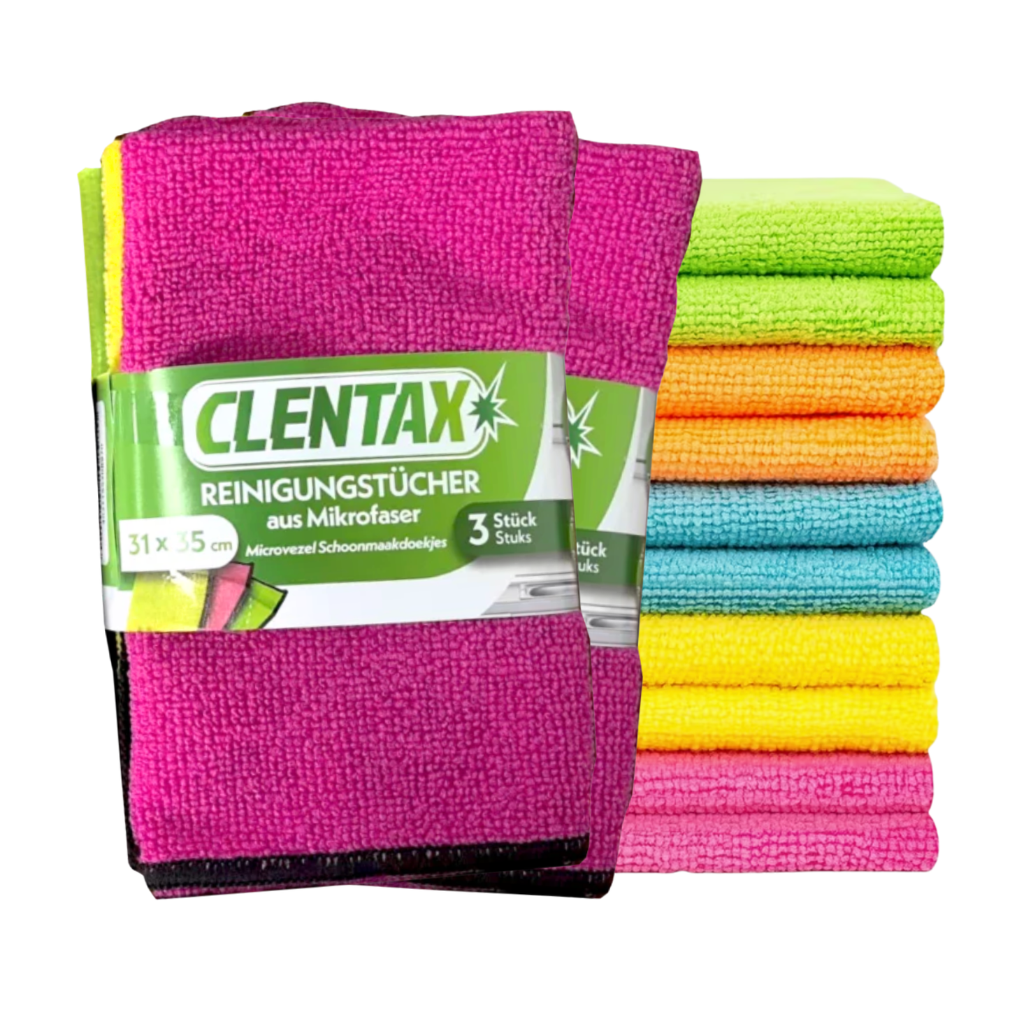 CLENTAX Reinigungstücher aus Mikrofeinfaser 18 x 3 St - Löst aktiv Schmutz
