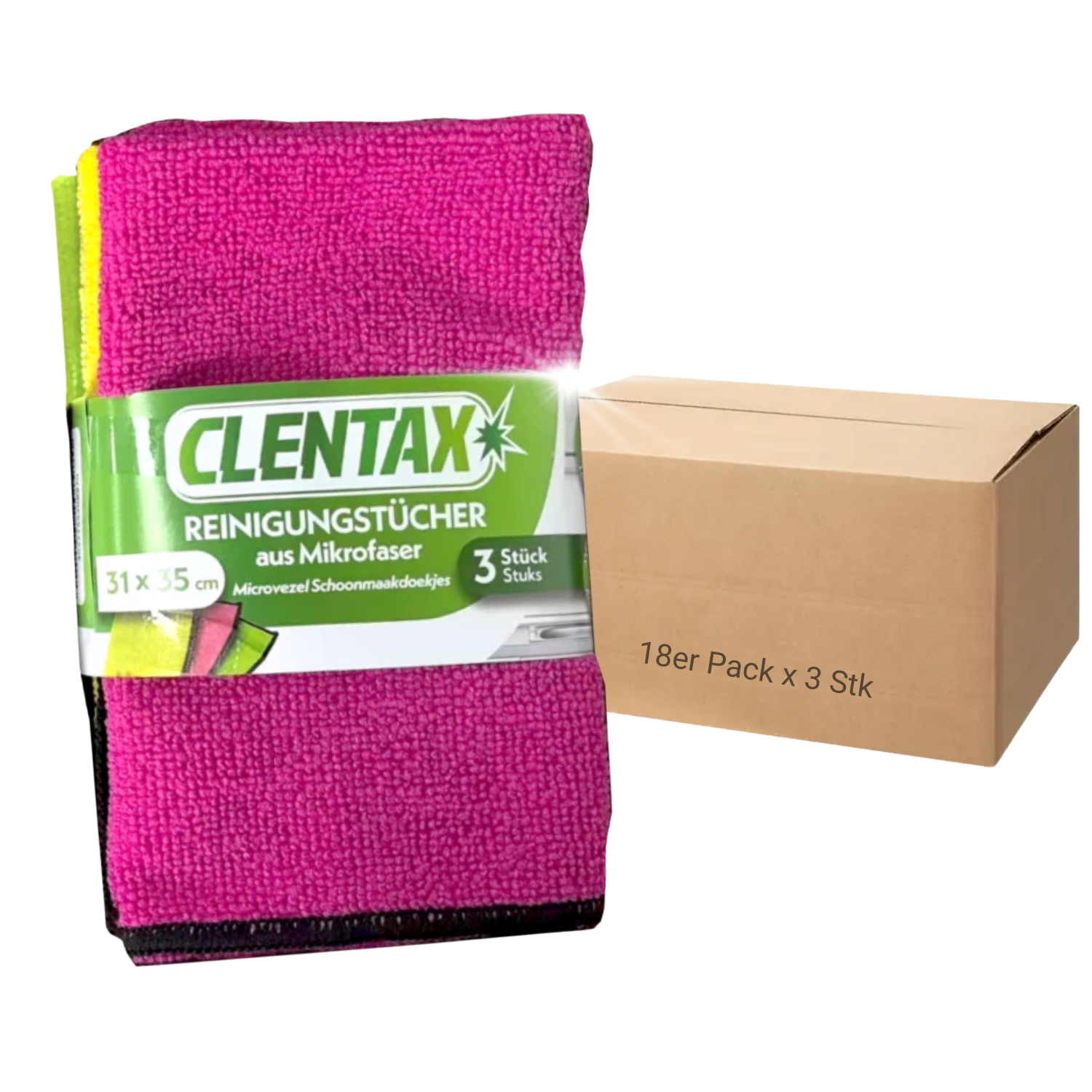 CLENTAX Reinigungstücher aus Mikrofeinfaser 18 x 3 St - Löst aktiv Schmutz