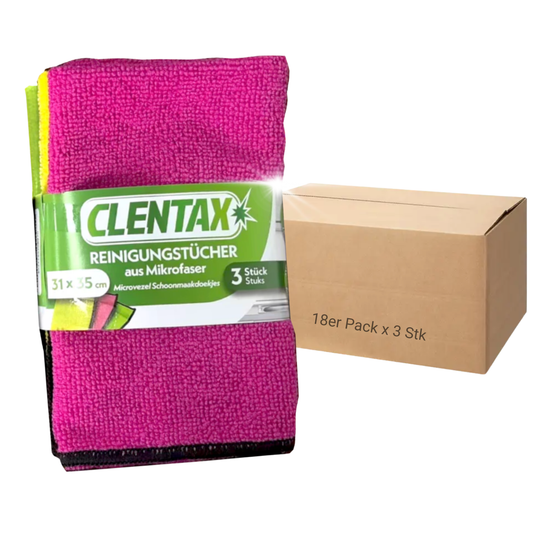 CLENTAX Reinigungstücher aus Mikrofeinfaser 18 x 3 St - Löst aktiv Schmutz