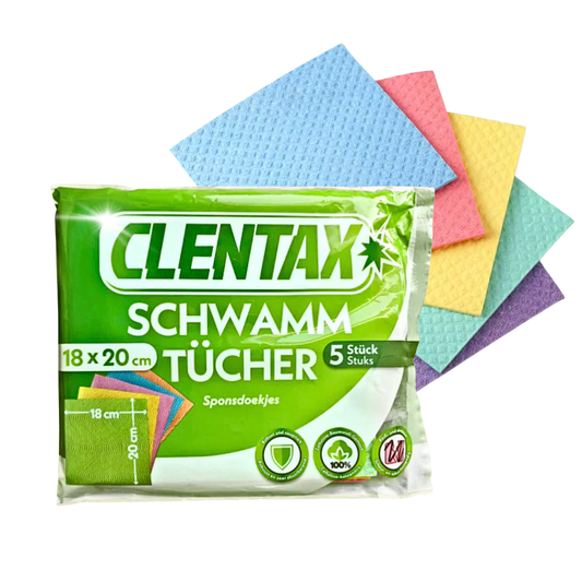 CLENTAX Schwammtücher 18 x 5 St - Reiß- und abriebfest - Saugstark und robust