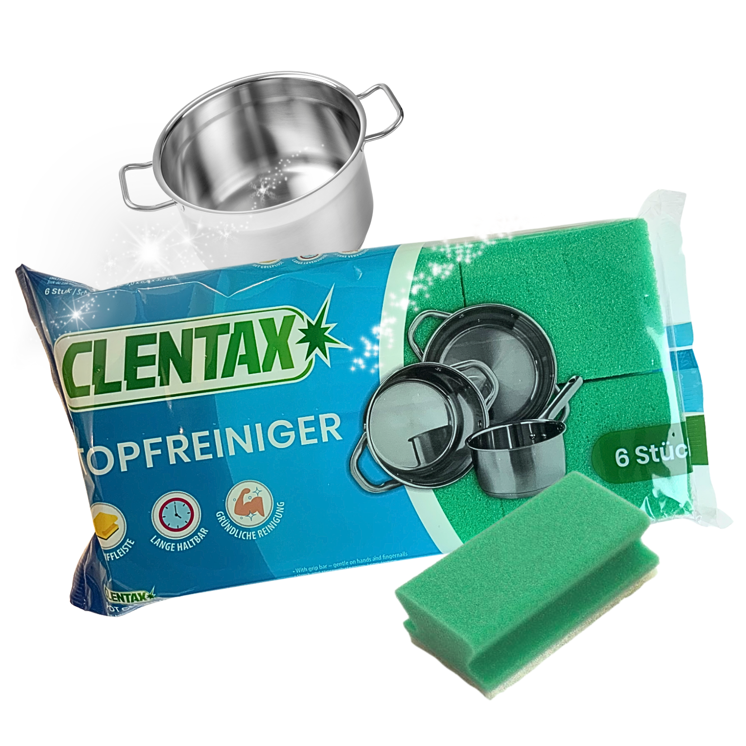 CLENTAX Topfreiniger 6 Stk (mit Griffleiste)