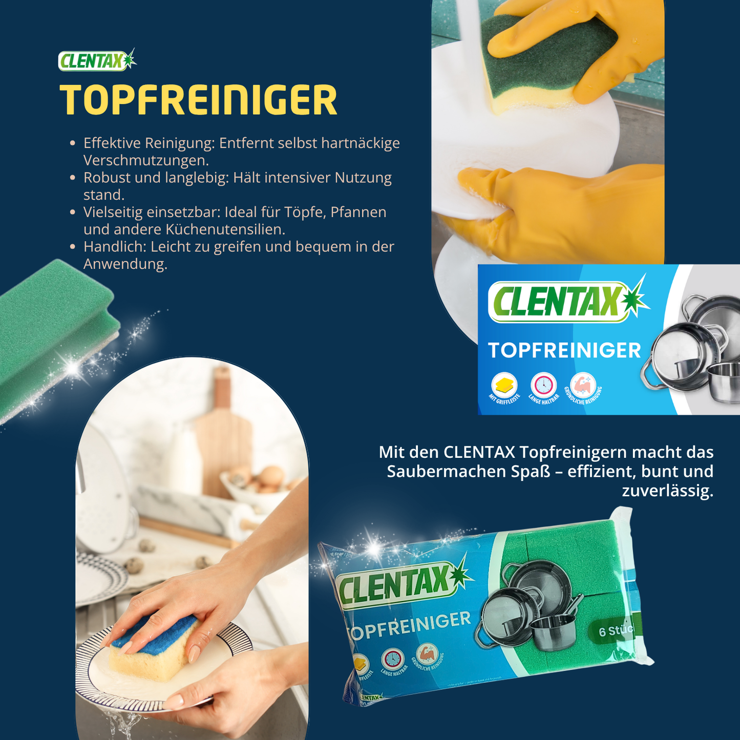 CLENTAX Topfreiniger 6 Stk (mit Griffleiste)