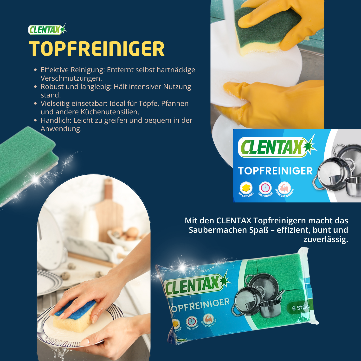 CLENTAX Topfreiniger 6 Stk (mit Griffleiste)