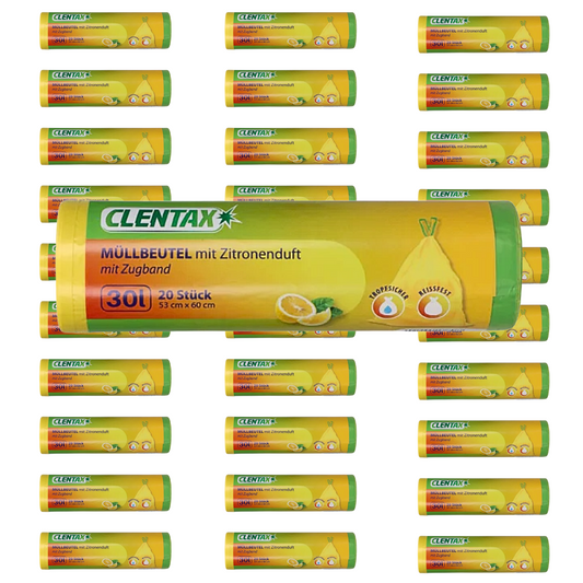 CLENTAX Müllbeutel 60L mit Zugband & Zitrusdurft 30 x 25 St (insg. 750 St)