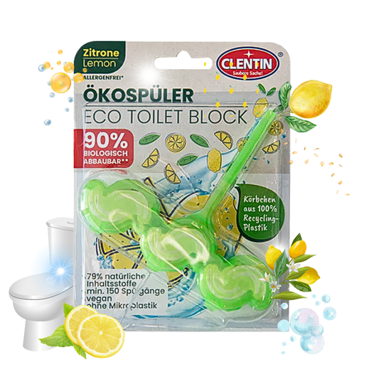 CLENTIN WC Stein ECO Duftspüler 12 St x 45g Zitrone / WC Reiniger 1800 Spülgänge