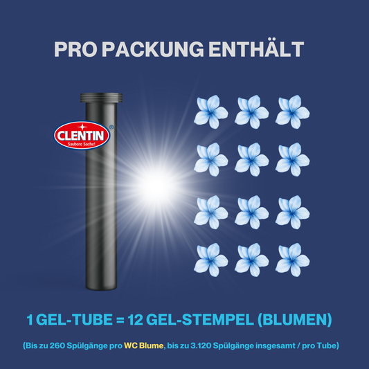 CLENTIN WC Reiniger Gel Stempel Lemon 12 St x 75ml - 144 Blumen 37.440 Spülgänge