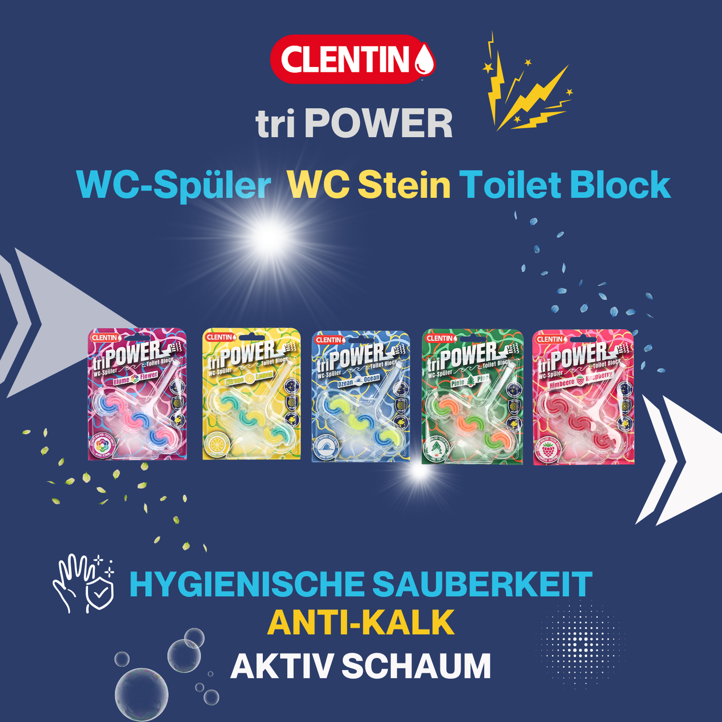CLENTIN TRI-POWER Duftspüler 12 St x 45g - Zitrone