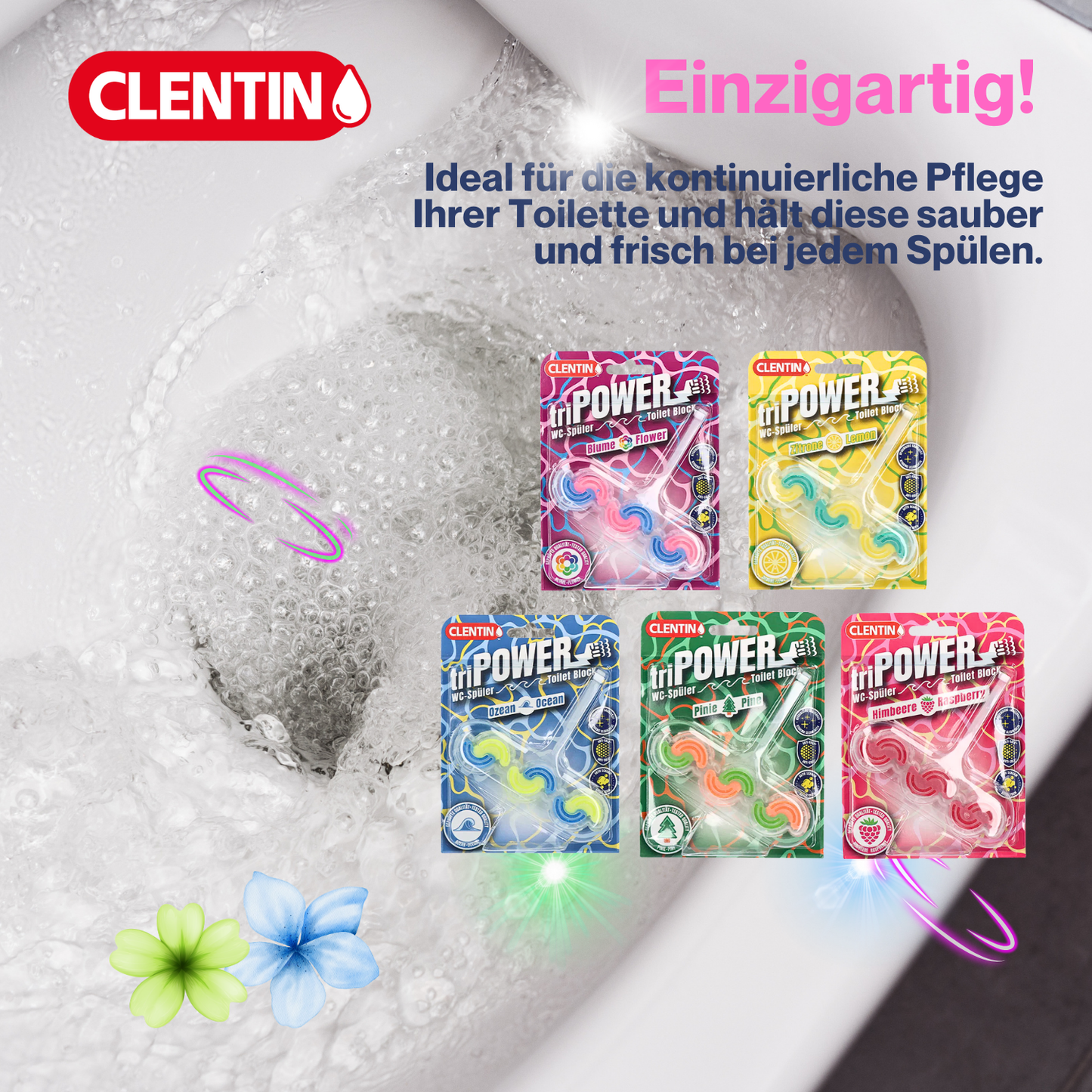 CLENTIN TRI-POWER Duftspüler 12 St x 45g - Himbeere