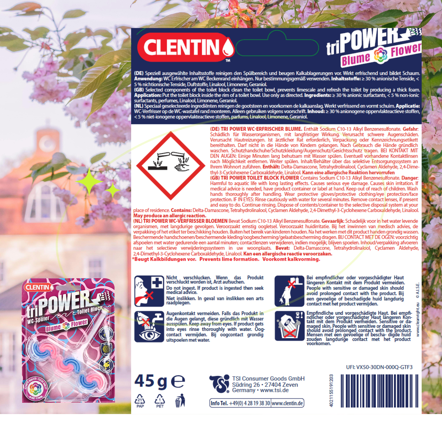CLENTIN TRI-POWER Duftspüler 45g - Blume