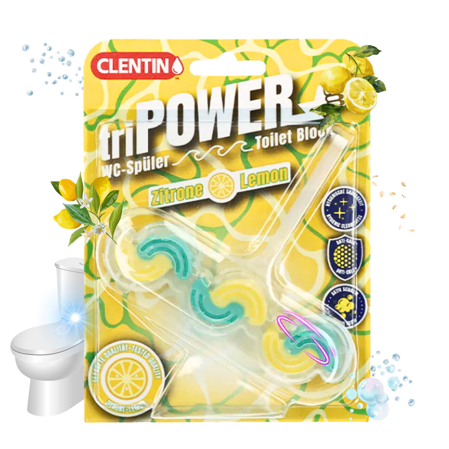 CLENTIN TRI-POWER Duftspüler 12 St x 45g - Zitrone - Vorteilspack ...