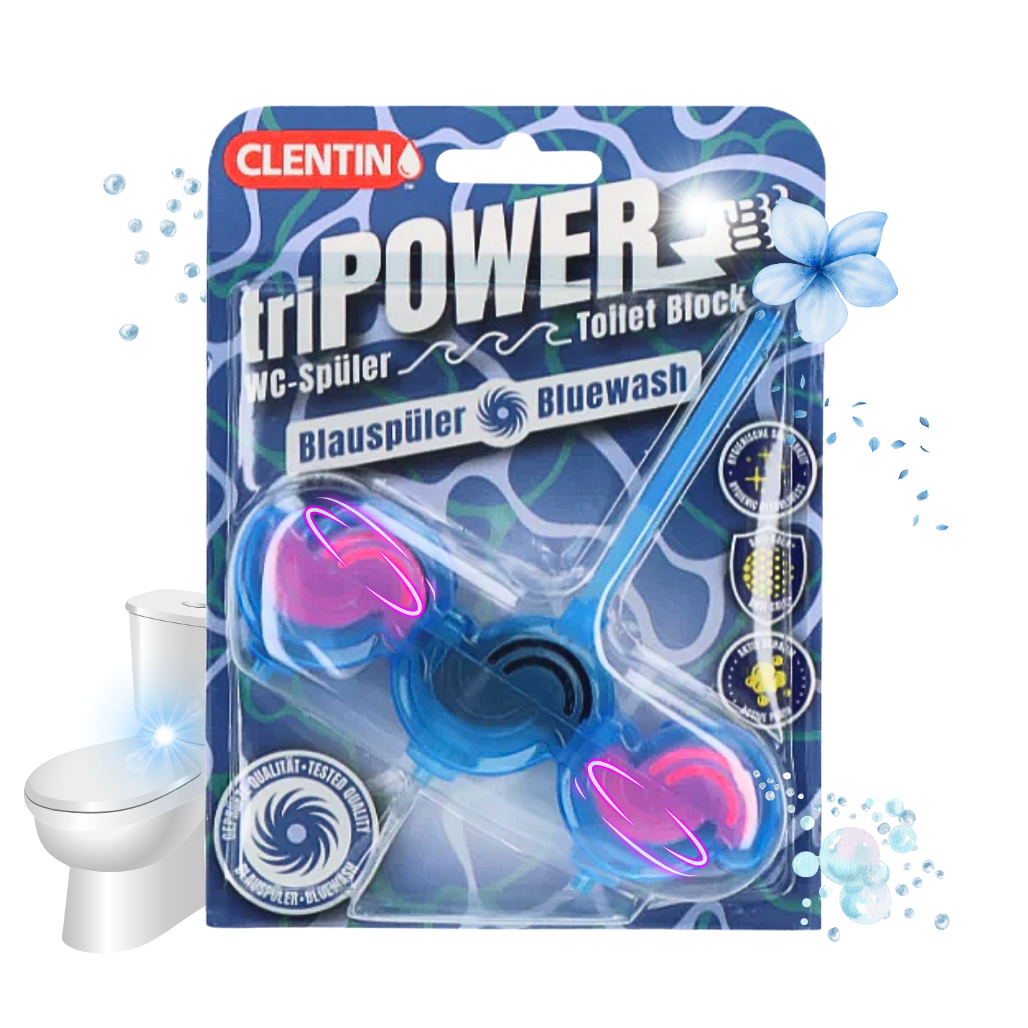 CLENTIN WC Stein Duftspüler 11 St x 45g - Blau / Anti Kalk WC Reiniger
