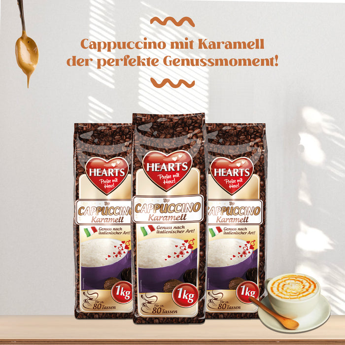 dailyshop24 hearts cappuccino karamell genuss nach italienischer art instantpulver kaffee