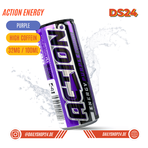 action energy drink purple blaubeer geschmack sportgetränk mit erhöhtem koffeingehalt für leistungsfähigkeit und konzentration