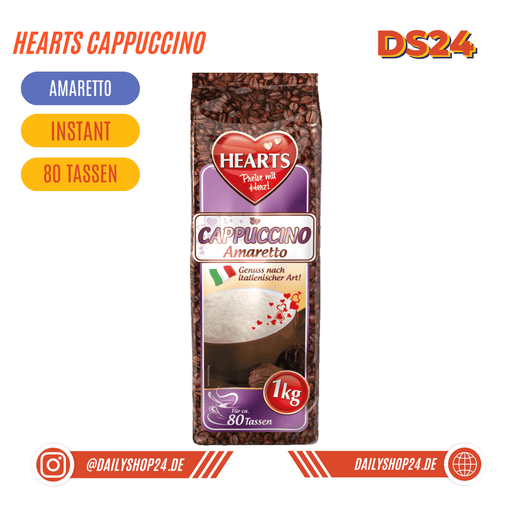 dailyshop24 cappuccino amaretto hearts cappuccinospezialitäten amarettokaffee kaffee mit amarettogeschmack extrem cremig
