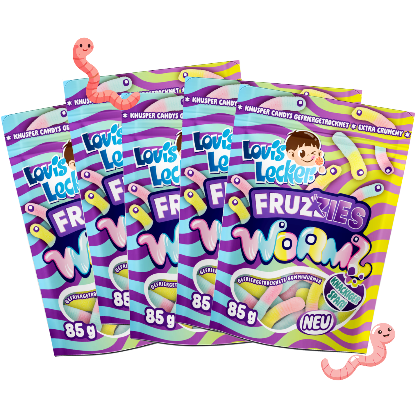 LOUIS LECKER Gefriergetrocknete Würmer 5 x 85g
