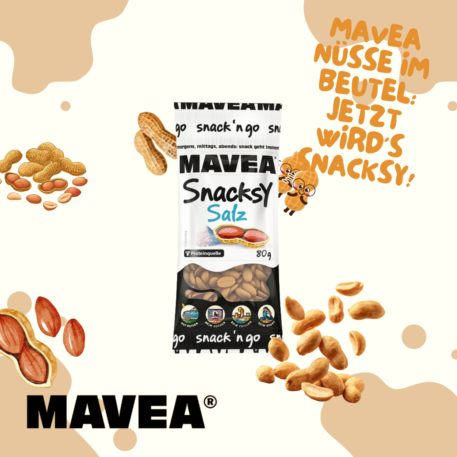 MAVEA Erdnüsse schonend geröstet und fein gesalzen 80g