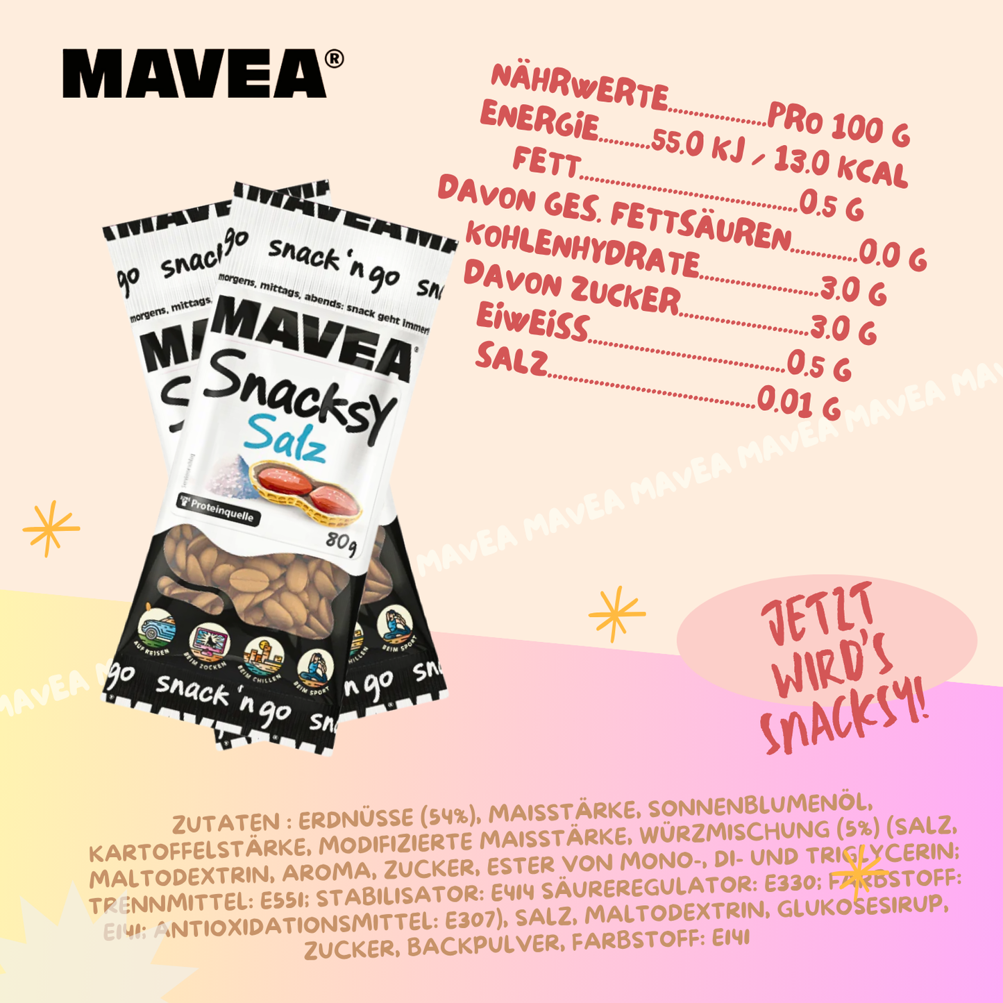 MAVEA Erdnüsse schonend geröstet und fein gesalzen 80g