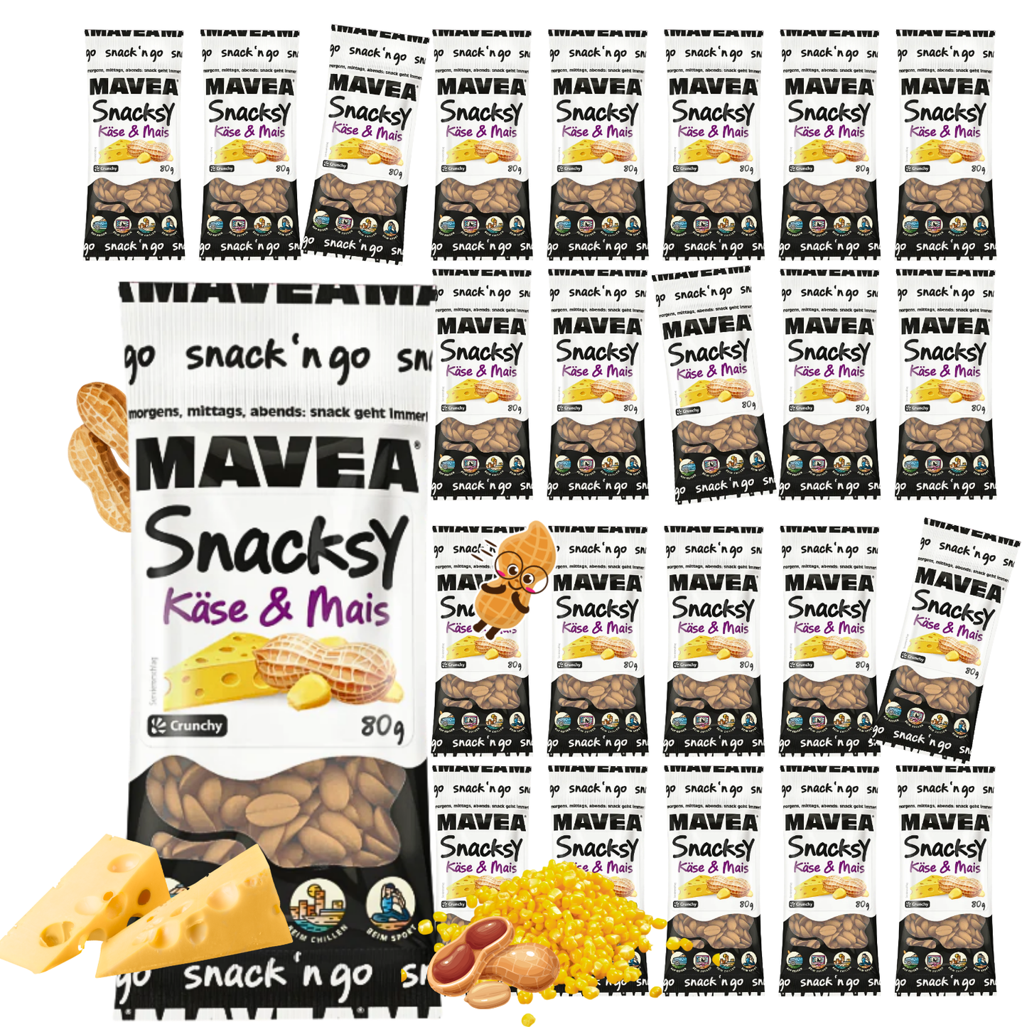 MAVEA Erdnüsse Mais Käse Mix 24 x 80g