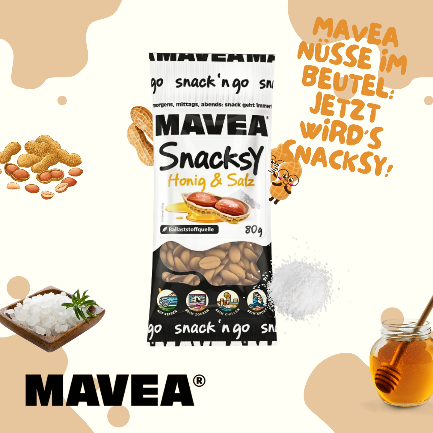 MAVEA karamellisierte Nüsse mit Honig und Salz 80g