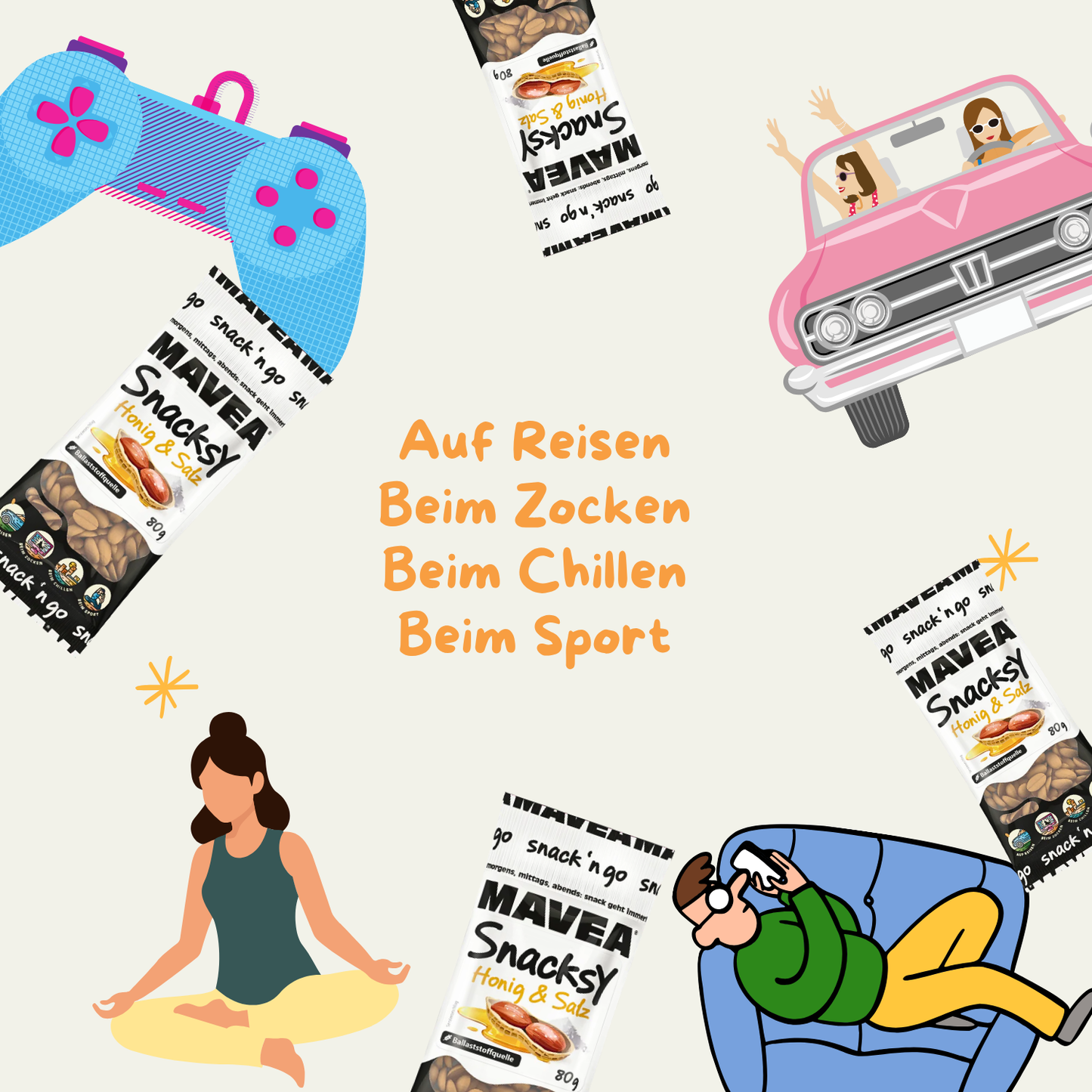 MAVEA karamellisierte Nüsse mit Honig und Salz 24 Pack x 80g