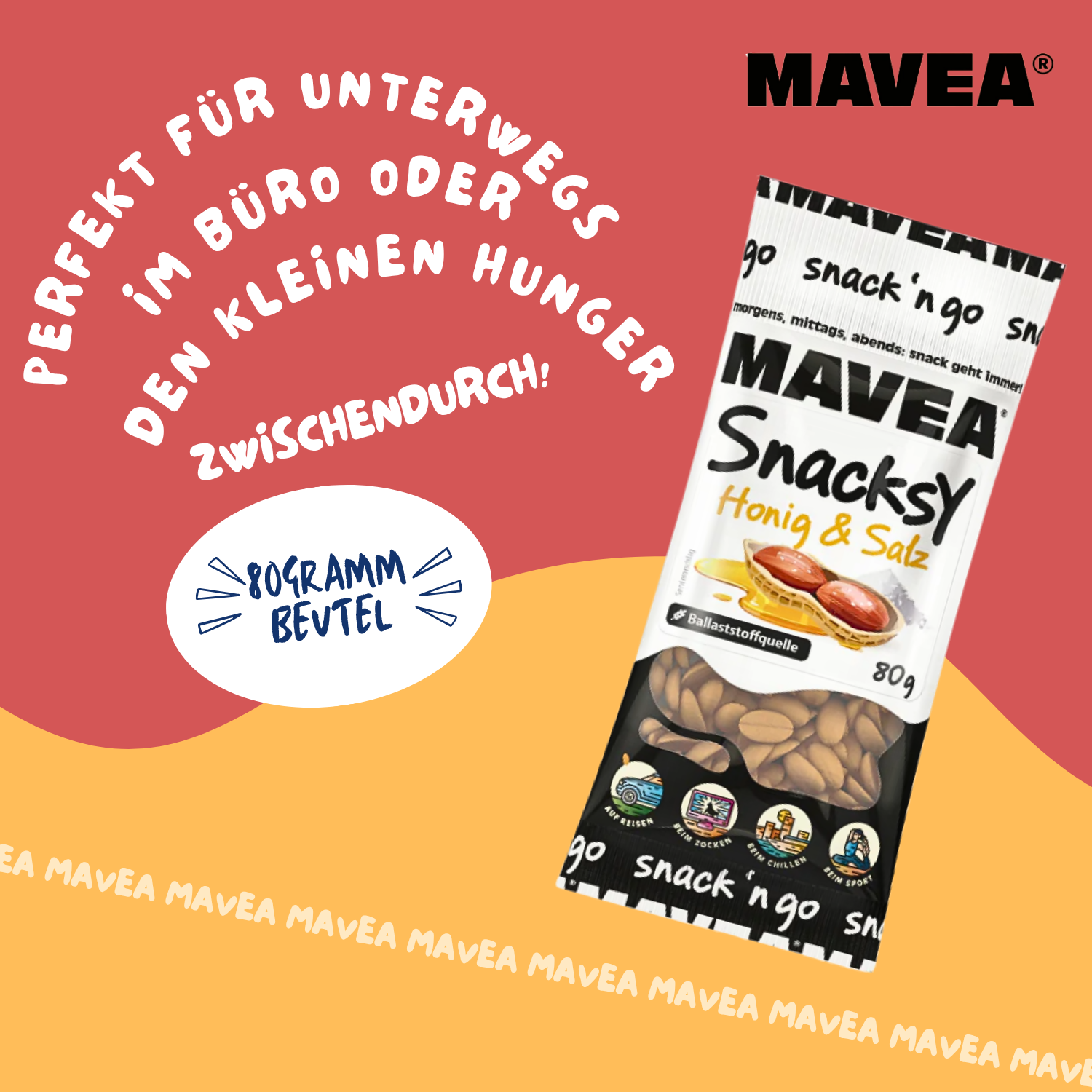 MAVEA karamellisierte Nüsse mit Honig und Salz 24 Pack x 80g