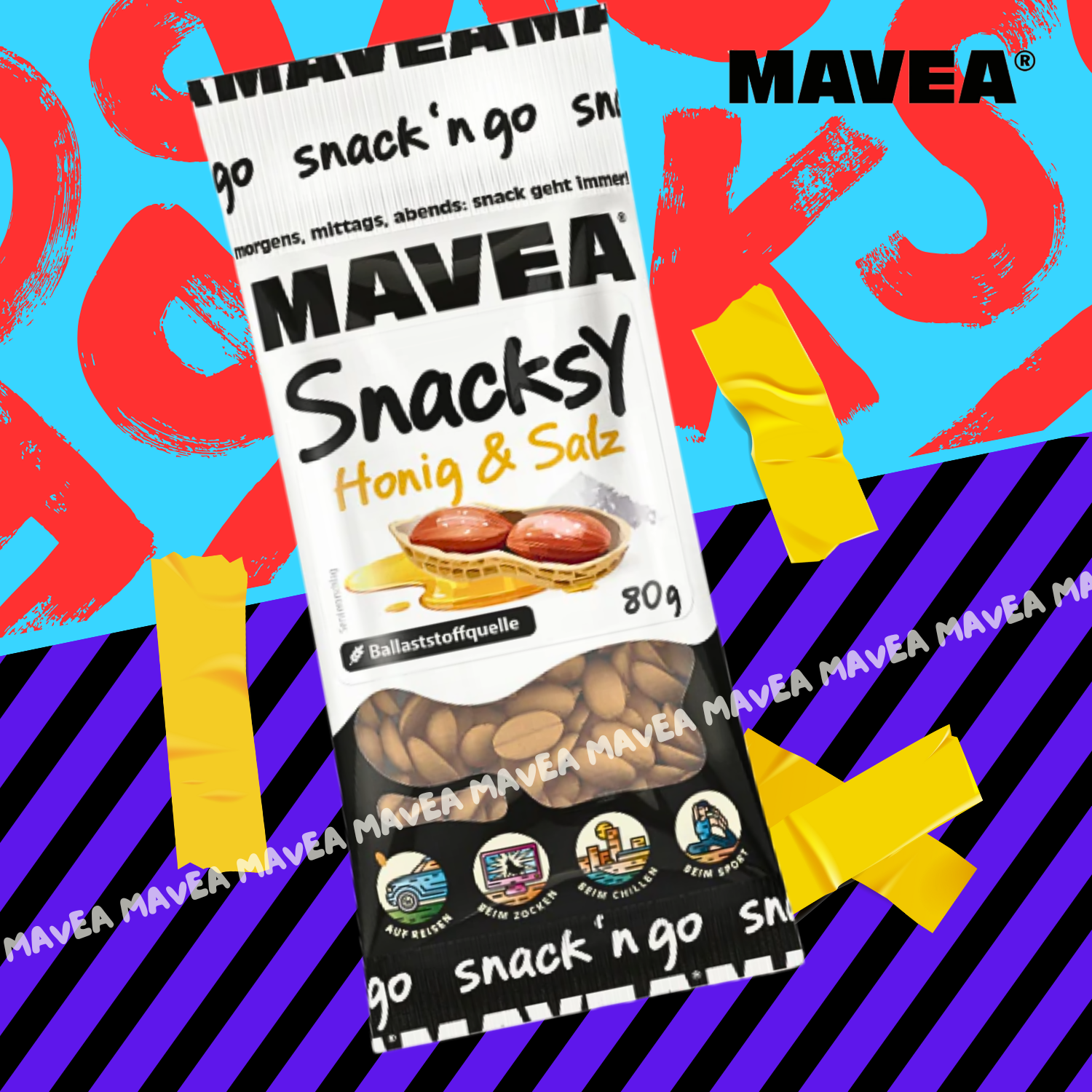 MAVEA karamellisierte Nüsse mit Honig und Salz 24 Pack x 80g