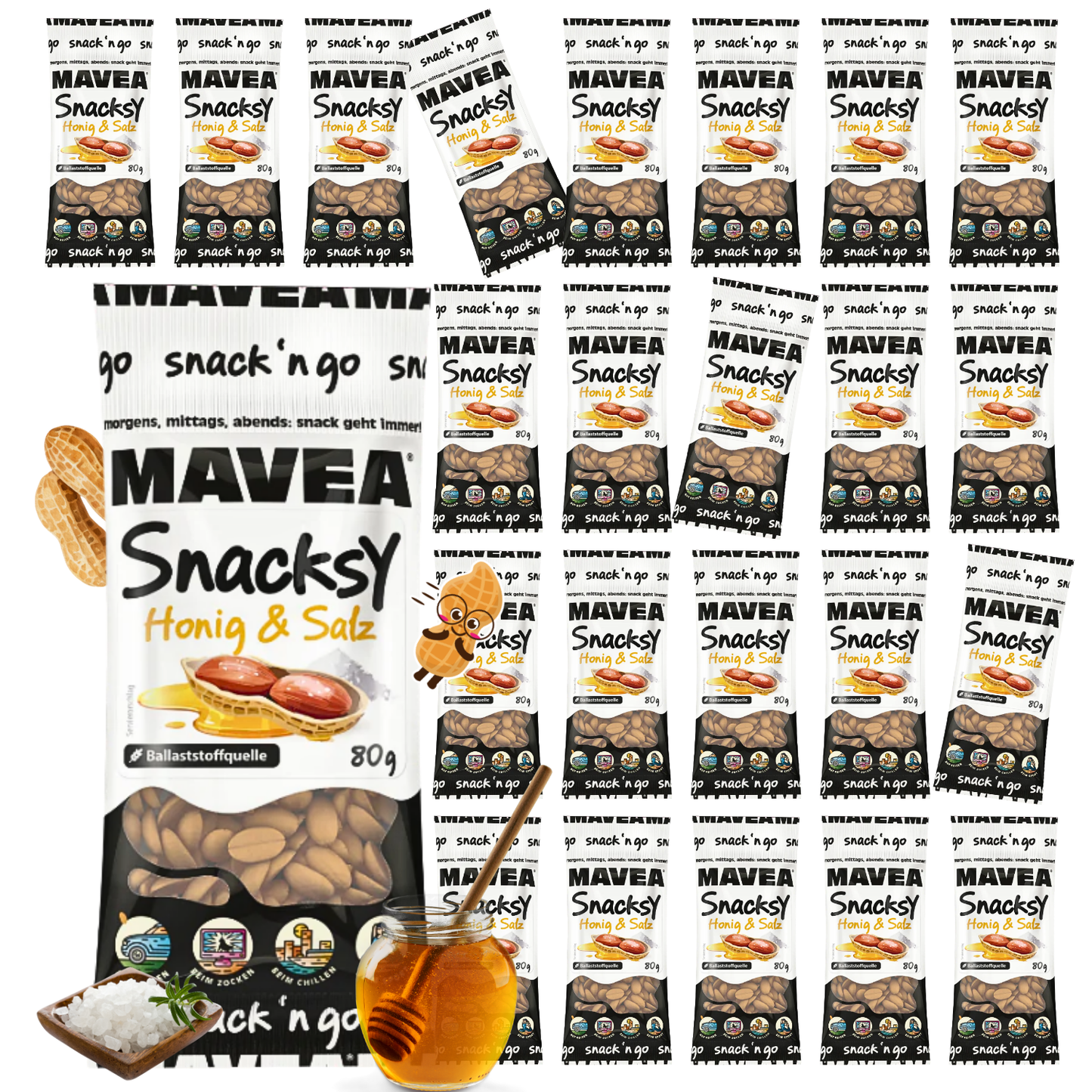 MAVEA karamellisierte Nüsse mit Honig und Salz 24 Pack x 80g