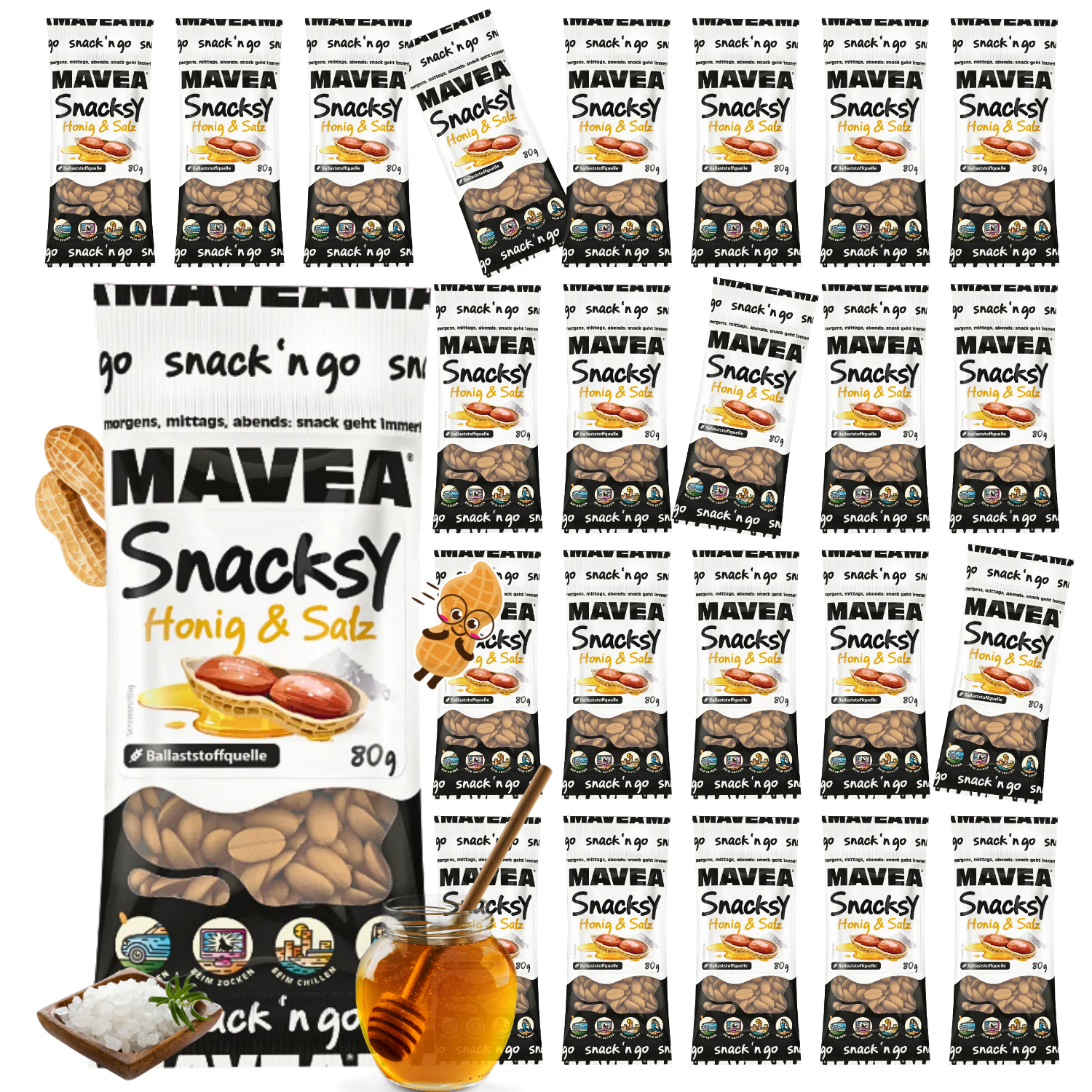 MAVEA karamellisierte Nüsse mit Honig und Salz 24 Pack x 80g