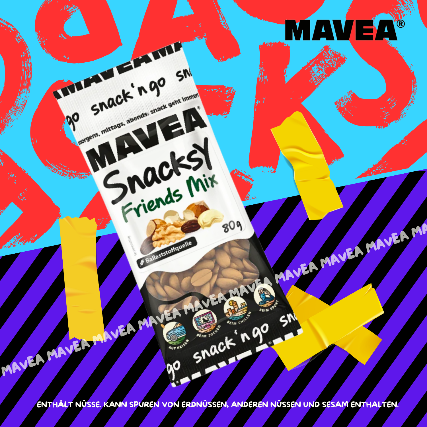 MAVEA Rosinen und Nüsse gemischt 24 x 80g