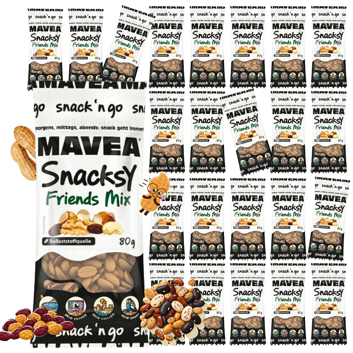 MAVEA Rosinen und Nüsse gemischt 24 x 80g