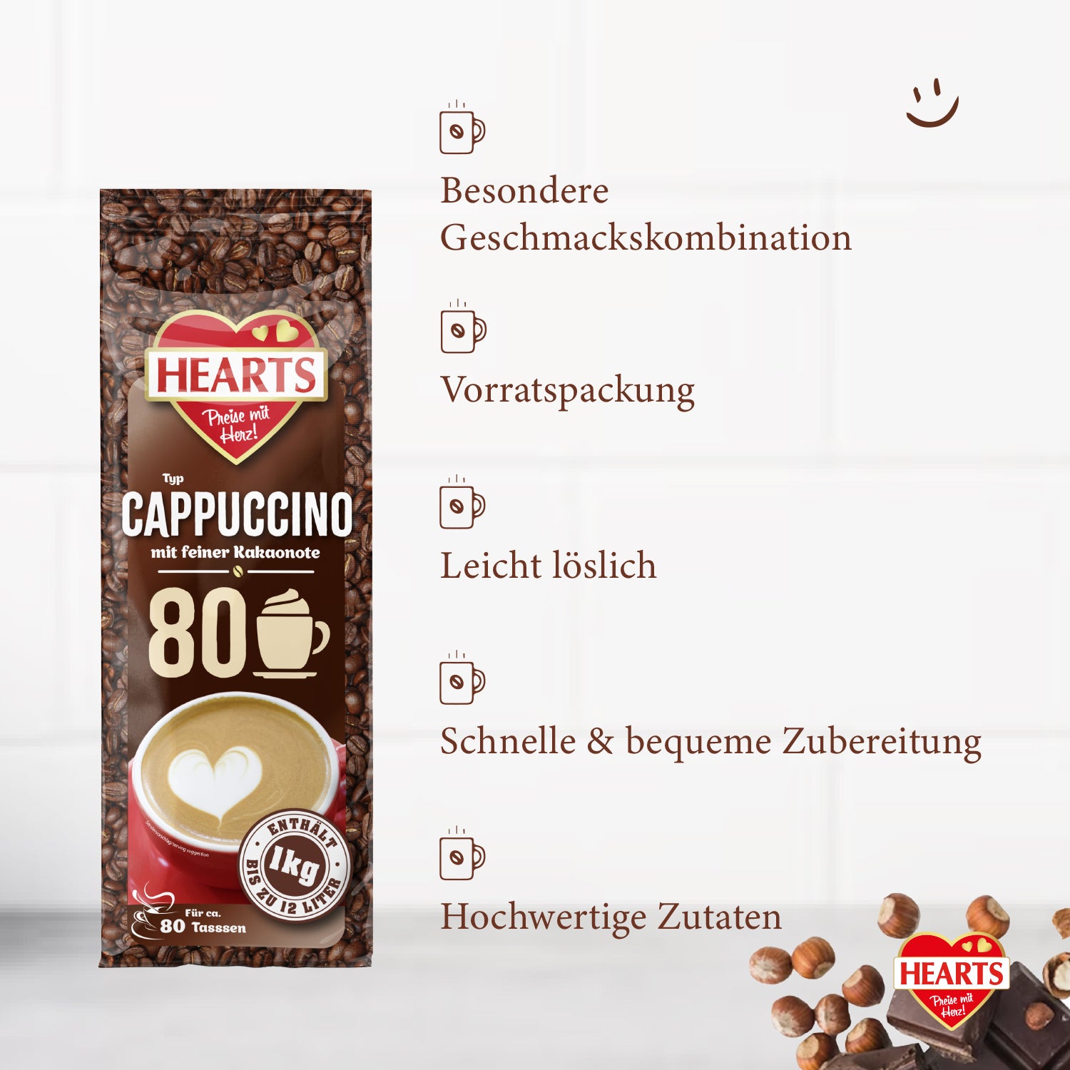 HEARTS Cappuccino mit feiner Kakaonote 1kg