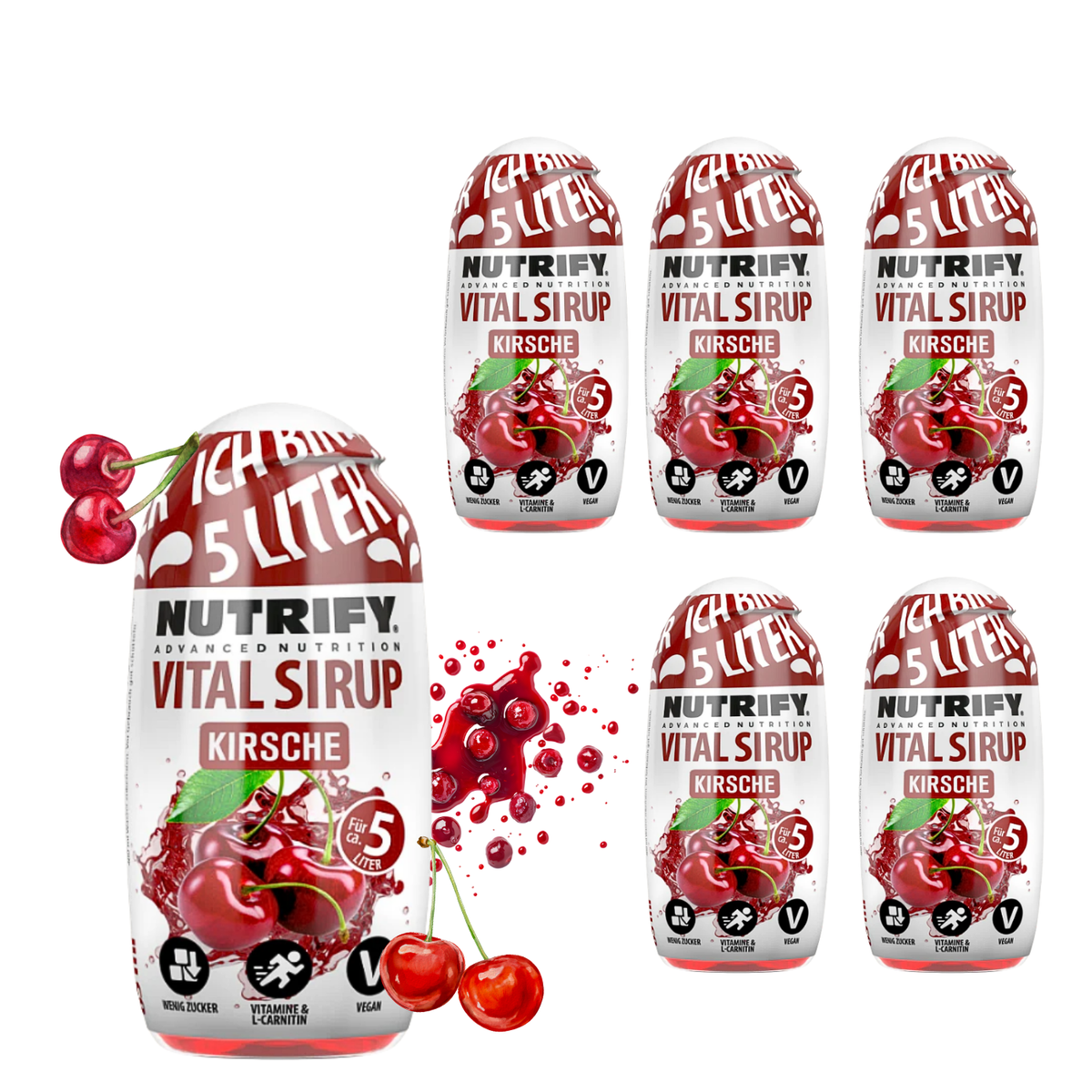 NUTRIFY Vital Sirup Kirsch Cherry 6 x 65ml