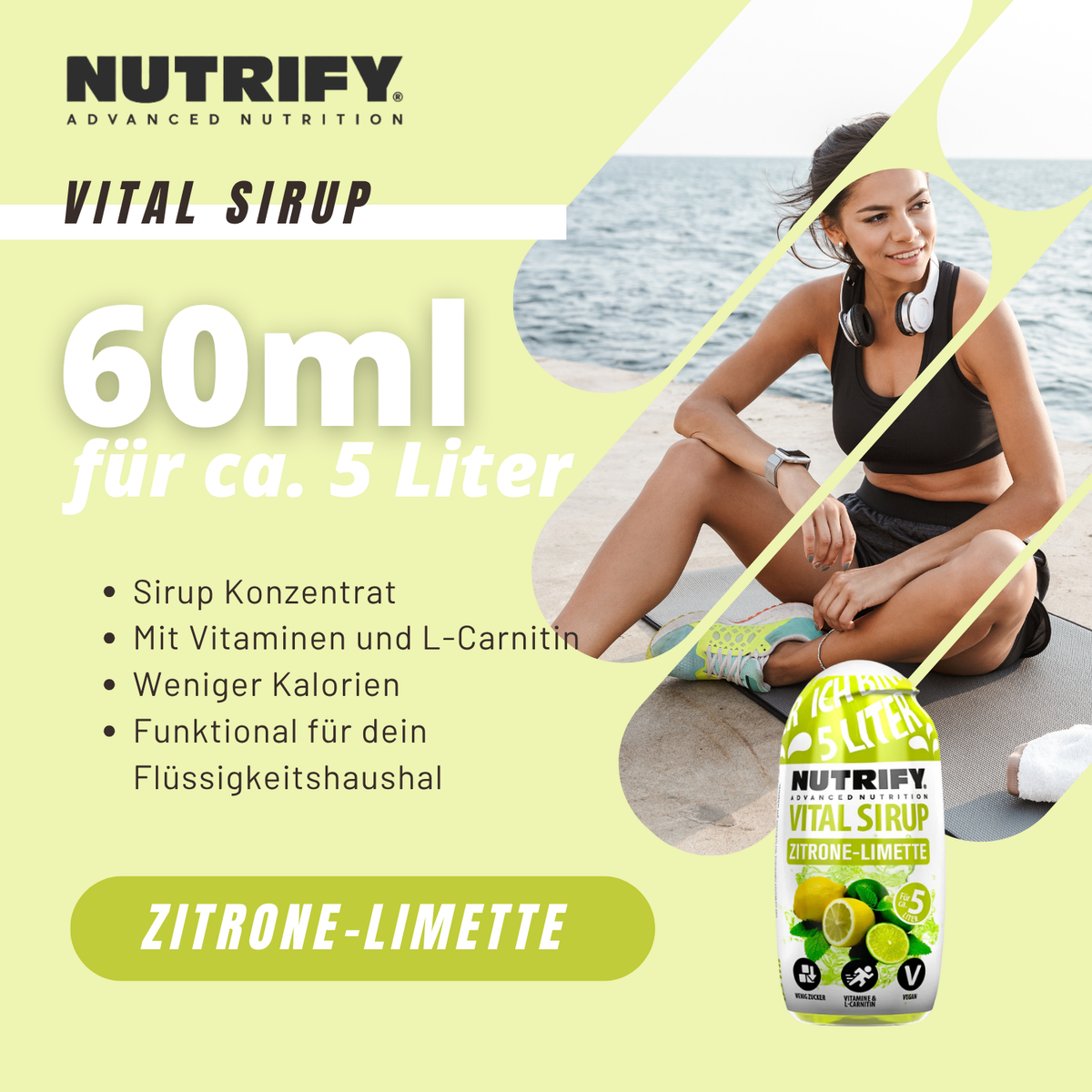 NUTRIFY Vital Sirup Zitrone-Limette 16 x 65ml