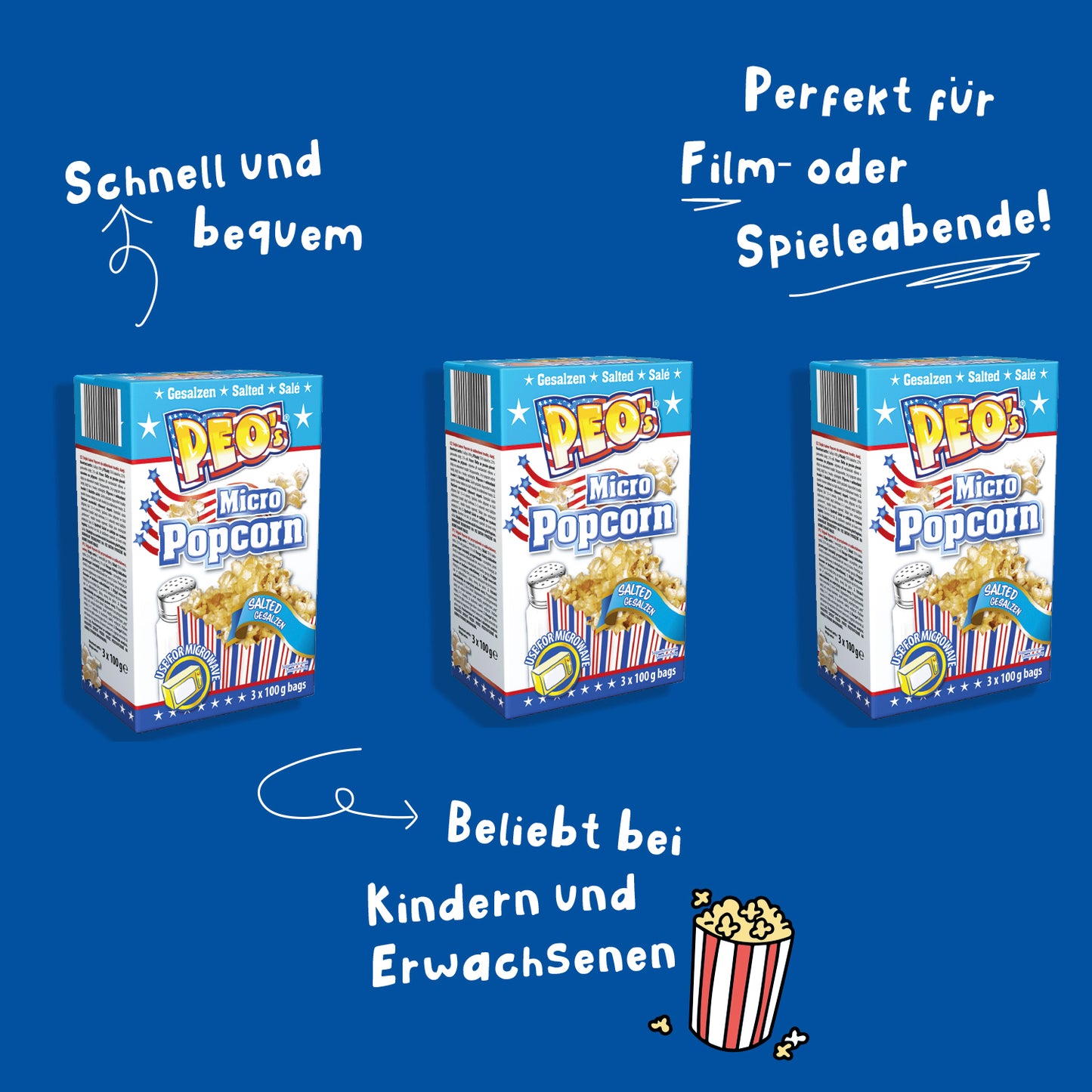 PEO'S Mikrowelle Popcorn Salzig 12 x 300g