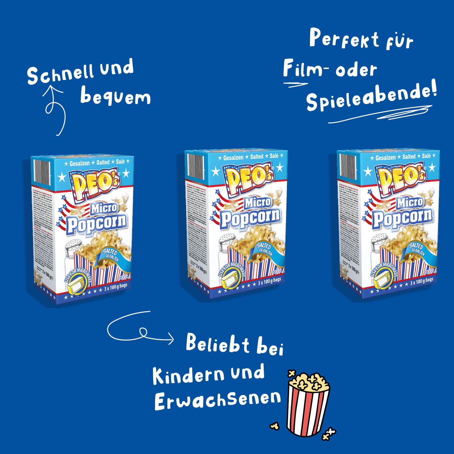 PEO'S Mikrowelle Popcorn Salzig 12 x 300g