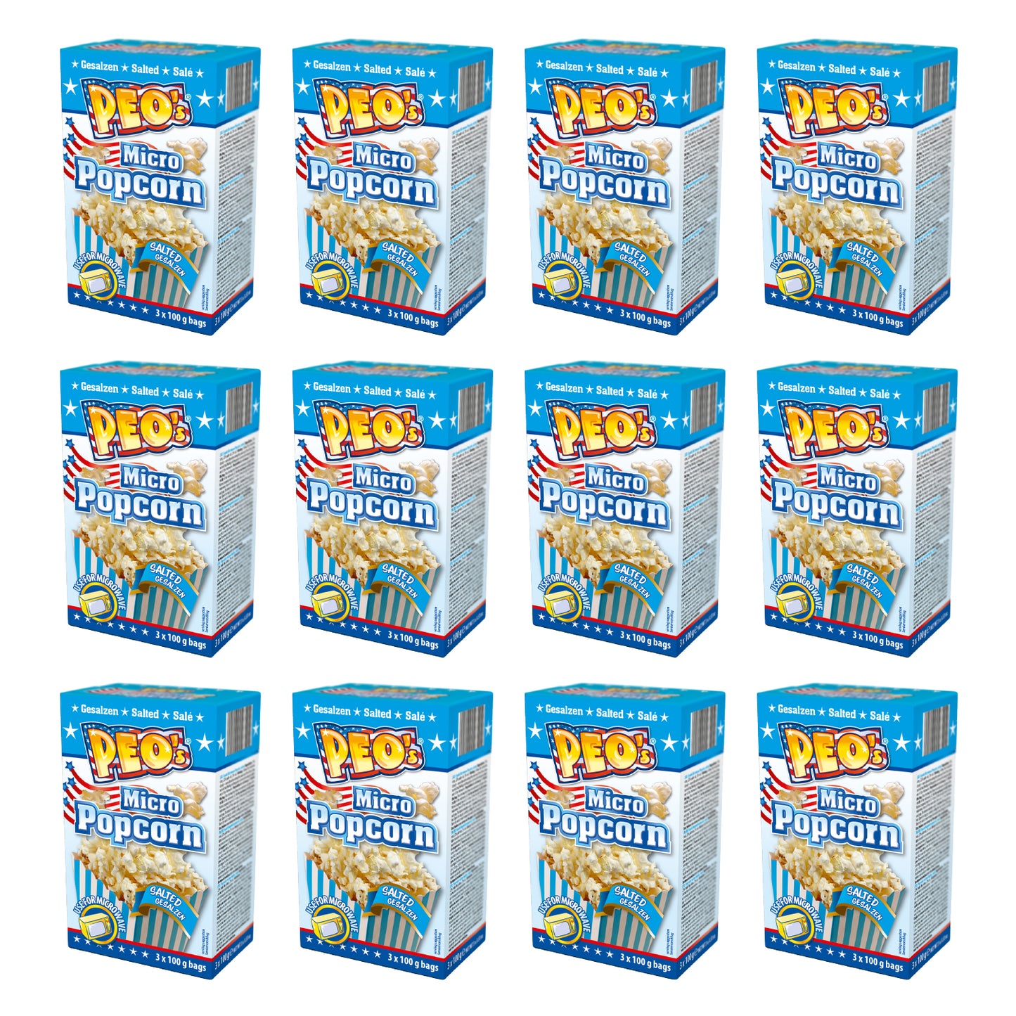 PEO'S Mikrowelle Popcorn Salzig 12 x 300g