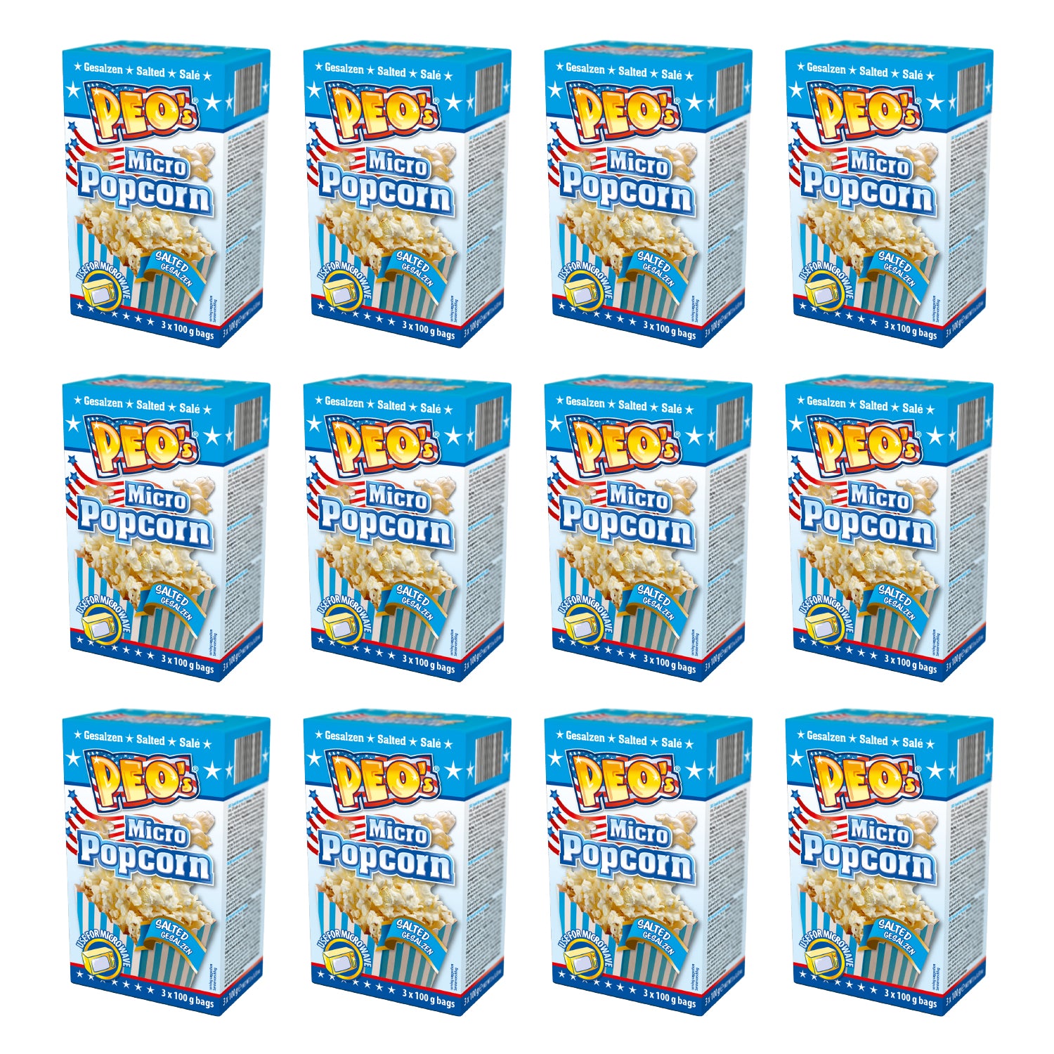 PEO'S Mikrowelle Popcorn Salzig 12 x 300g