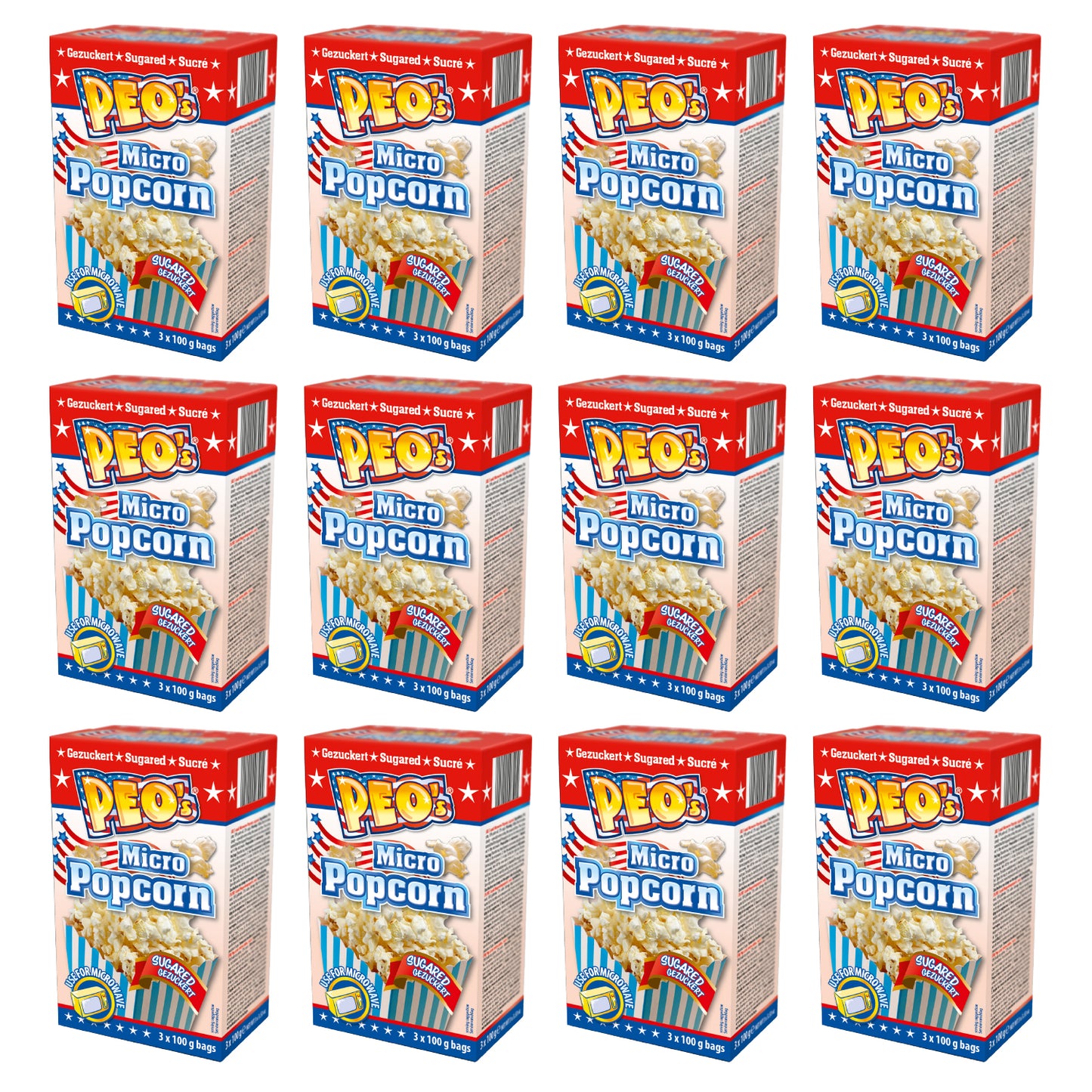 PEO'S Mikrowelle Popcorn Süß 12 x 300g
