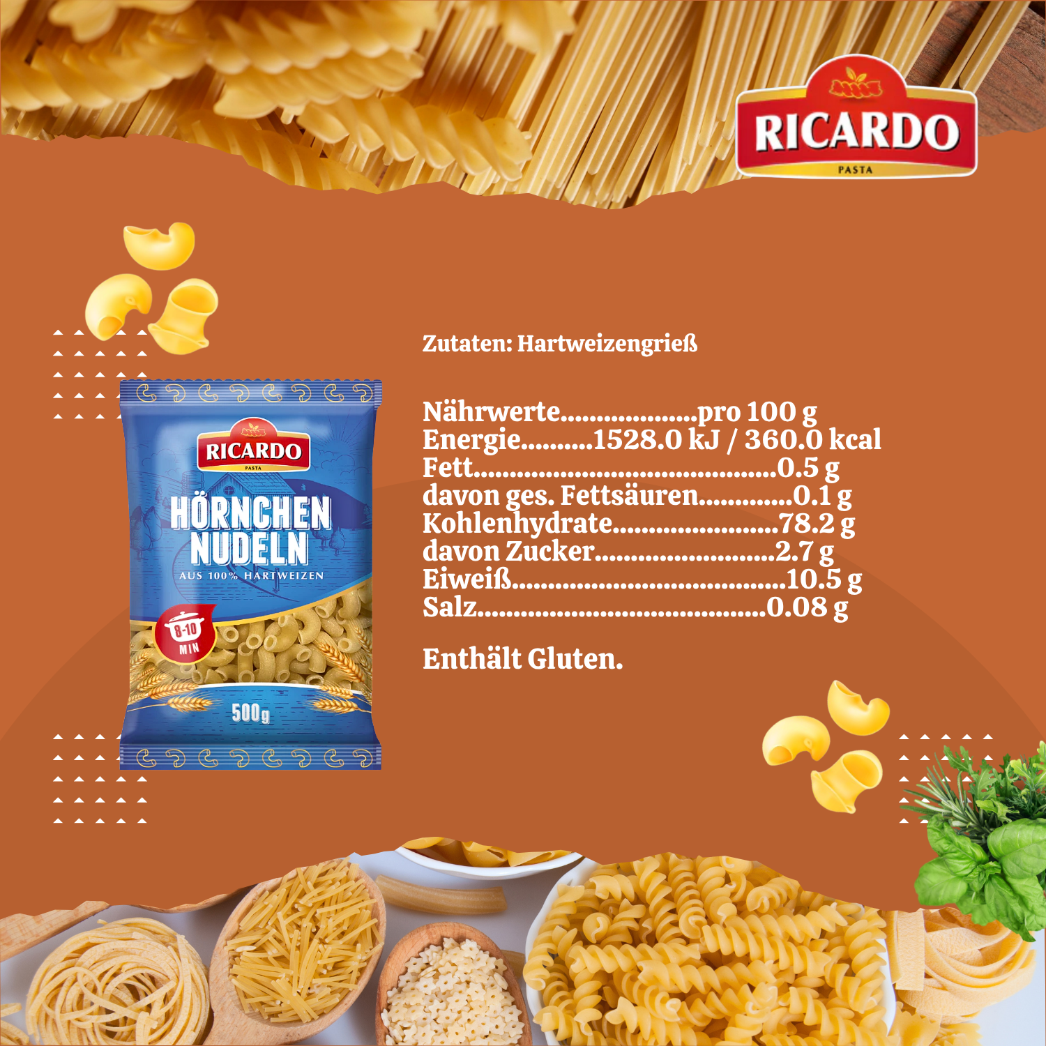 RICARDO Hörnchennudeln 20 x 500g