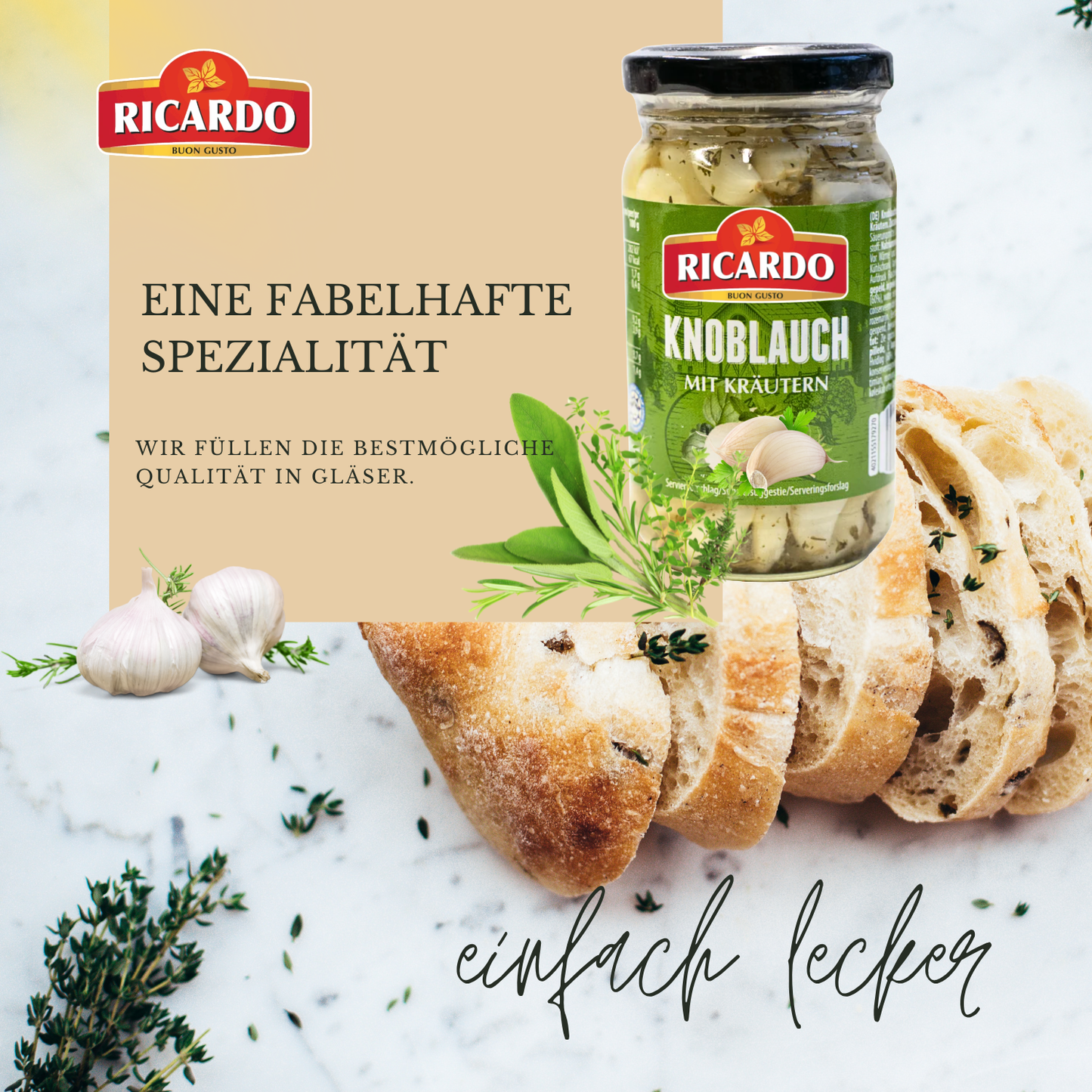 RICARDO Knoblauch mit Kräuter 18 x 190g - Feinkost Vorteilspack