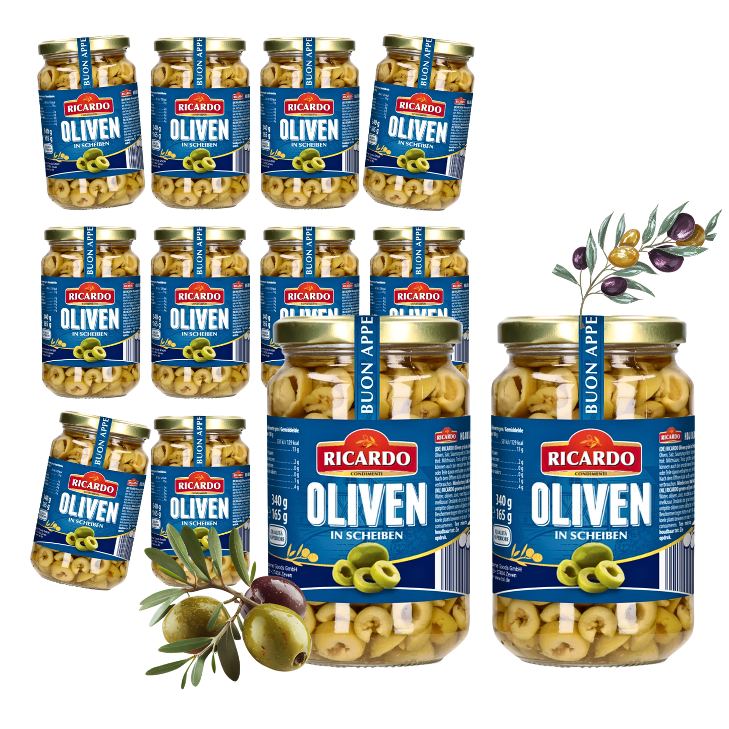 RICARDO Oliven schwarz in Scheiben 12 x 340g