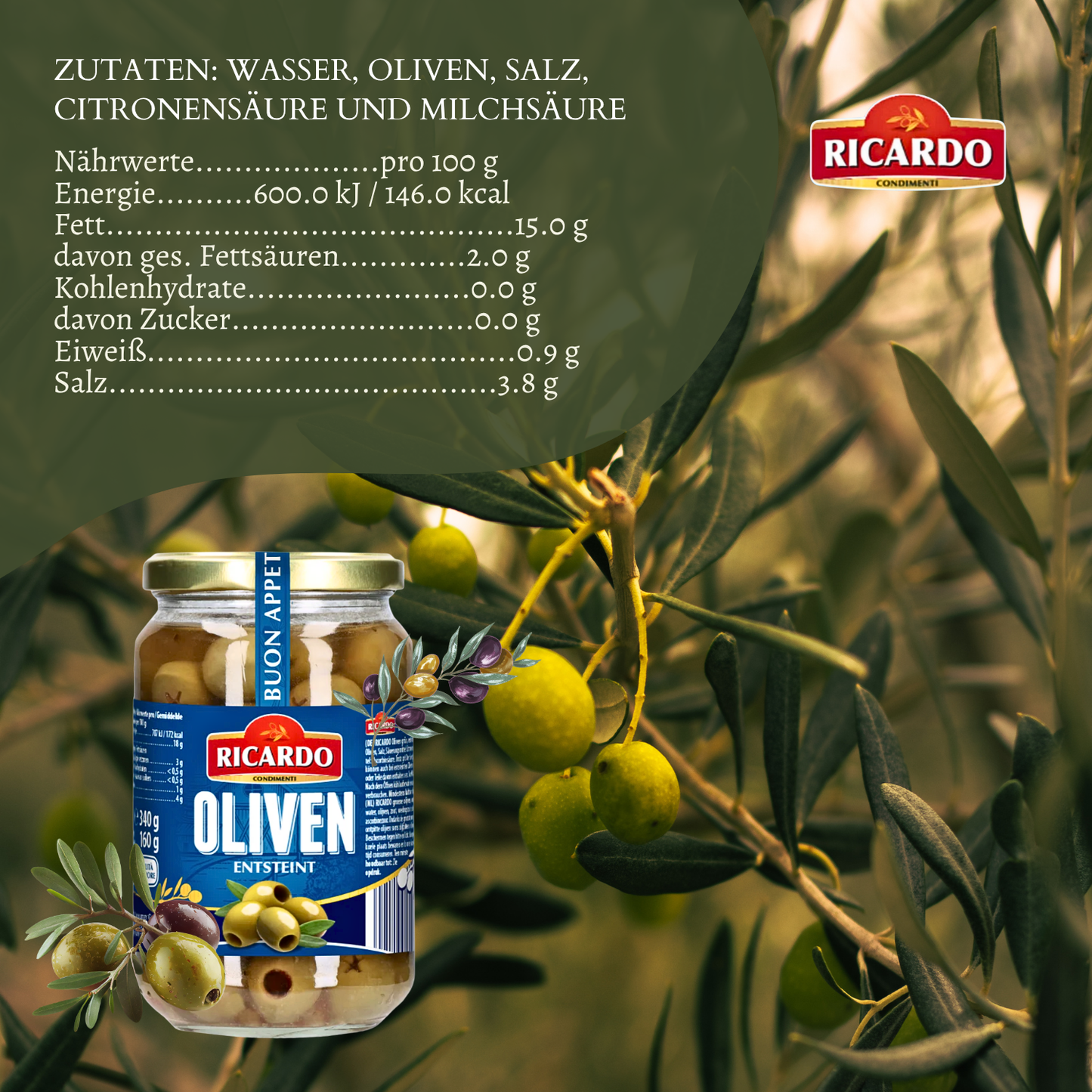 RICARDO Oliven grün 340g - entsteint